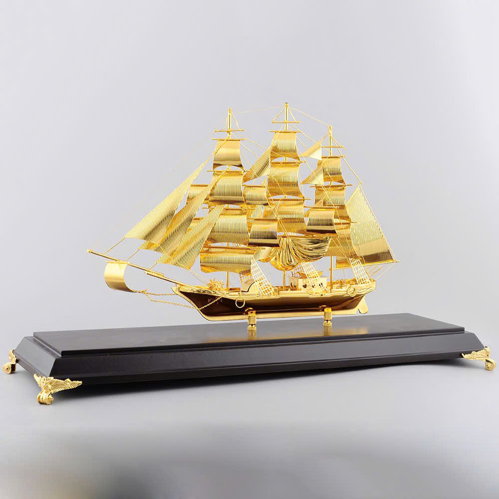 Thuyền mô hình thuận buồm xuôi gió mạ vàng 24k KT 51X 34CM_thumbnail_3