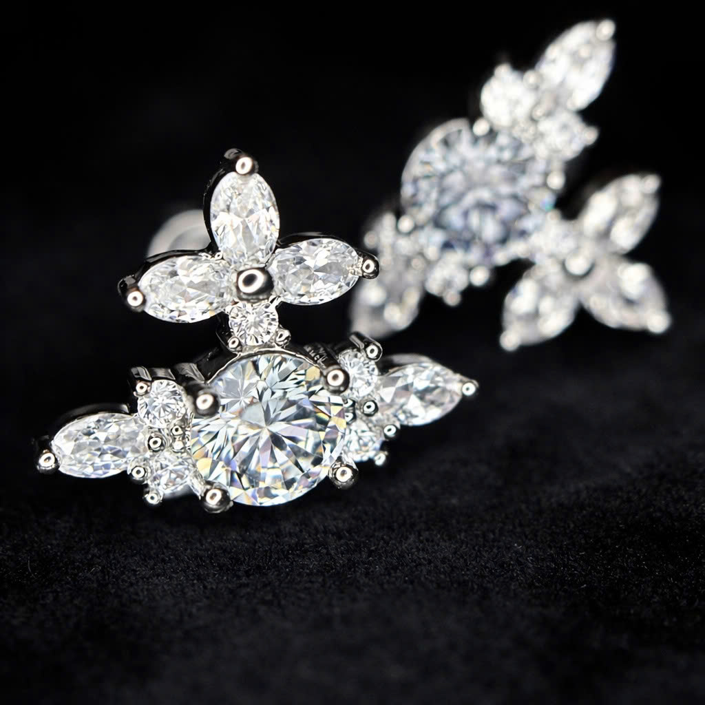 Khuyên kiểu hoa tuyết xanh bi vặn