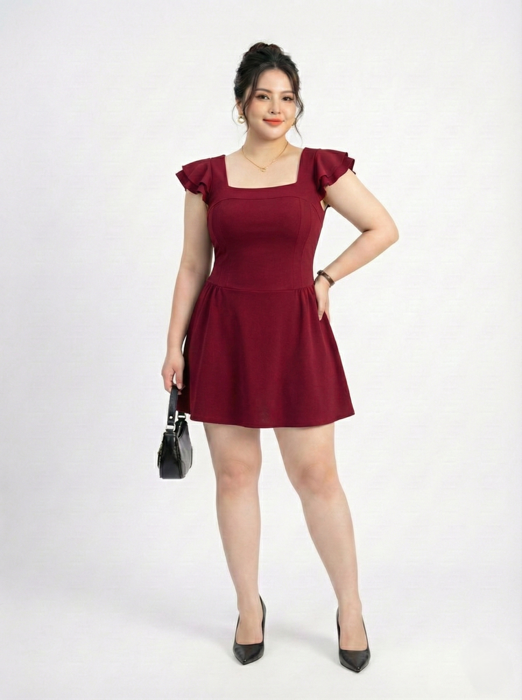 BIGSIZE - Đầm kiểu tay cánh tiên V- DA191_thumbnail_1