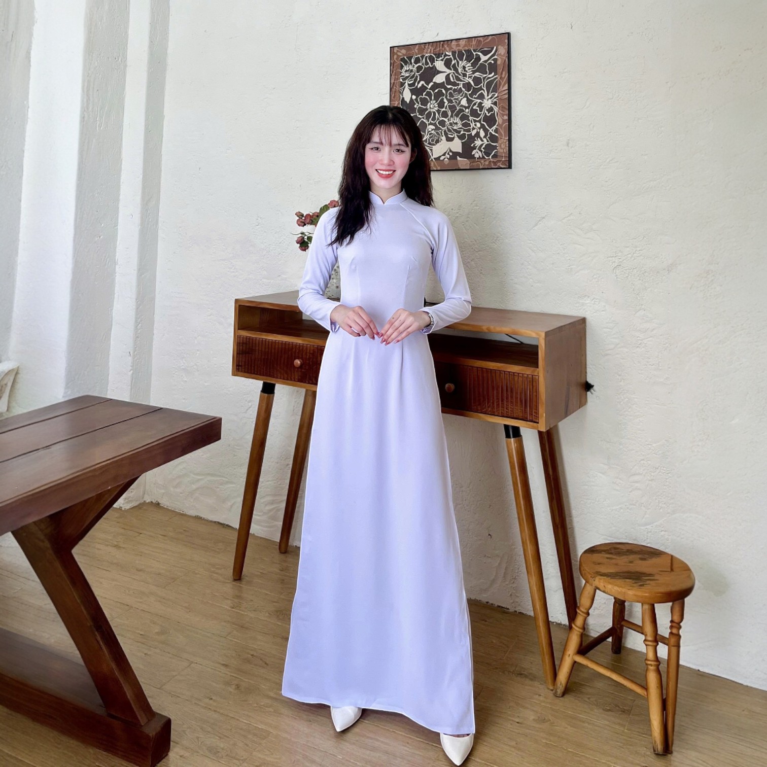 Áo Dài Học Sinh Trắng Cấp 3 2 Tà Lụa Thái Truyền Thống Tay Dài HS83_thumbnail_6