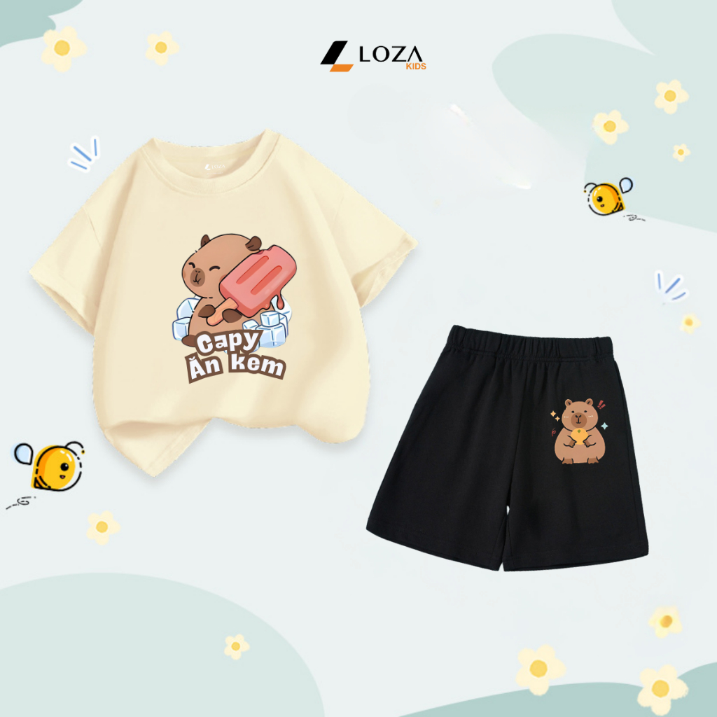 Bộ đồ  trẻ em in hình 'Capybara ăn kem'-  Loza Kids SB225_thumbnail_0
