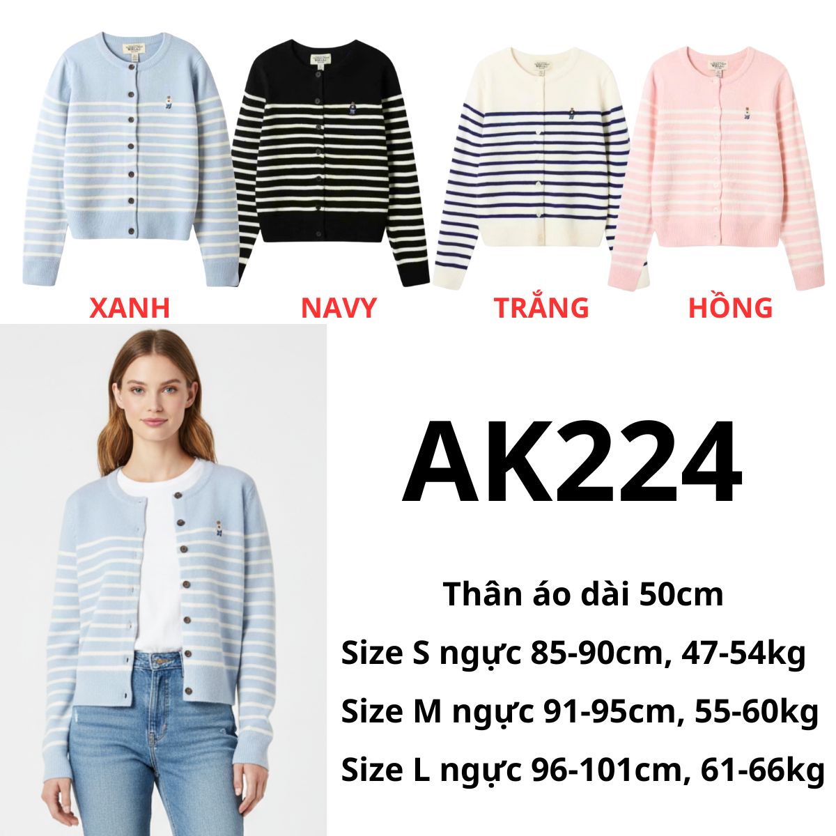AK224- ÁO KHOÁC LEN KẺ