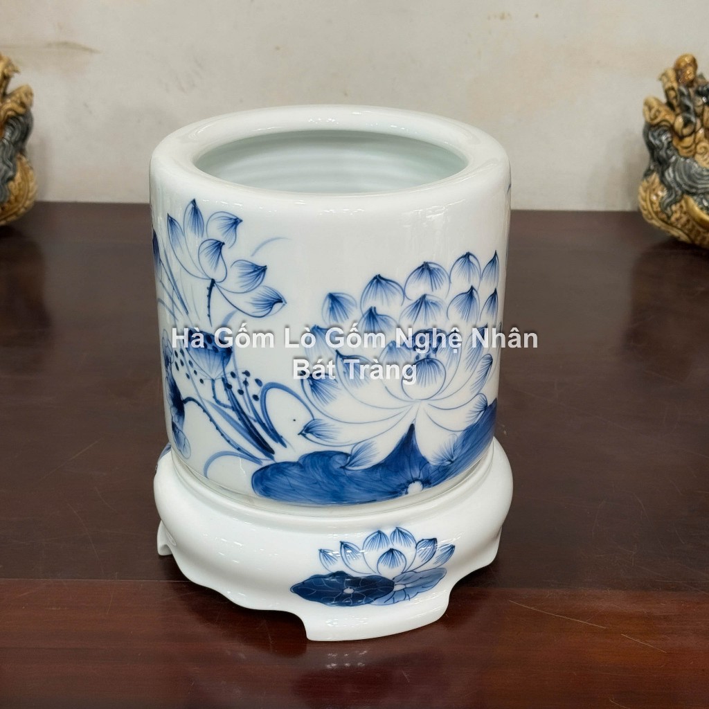 Sen Chàm Vẽ Tay Đồ Thờ Cúng Cao Cấp - Nghệ Nhân Bát Tràng Chế Tác - Bát hương lư hương - bộ đồ cúng_thumbnail_22