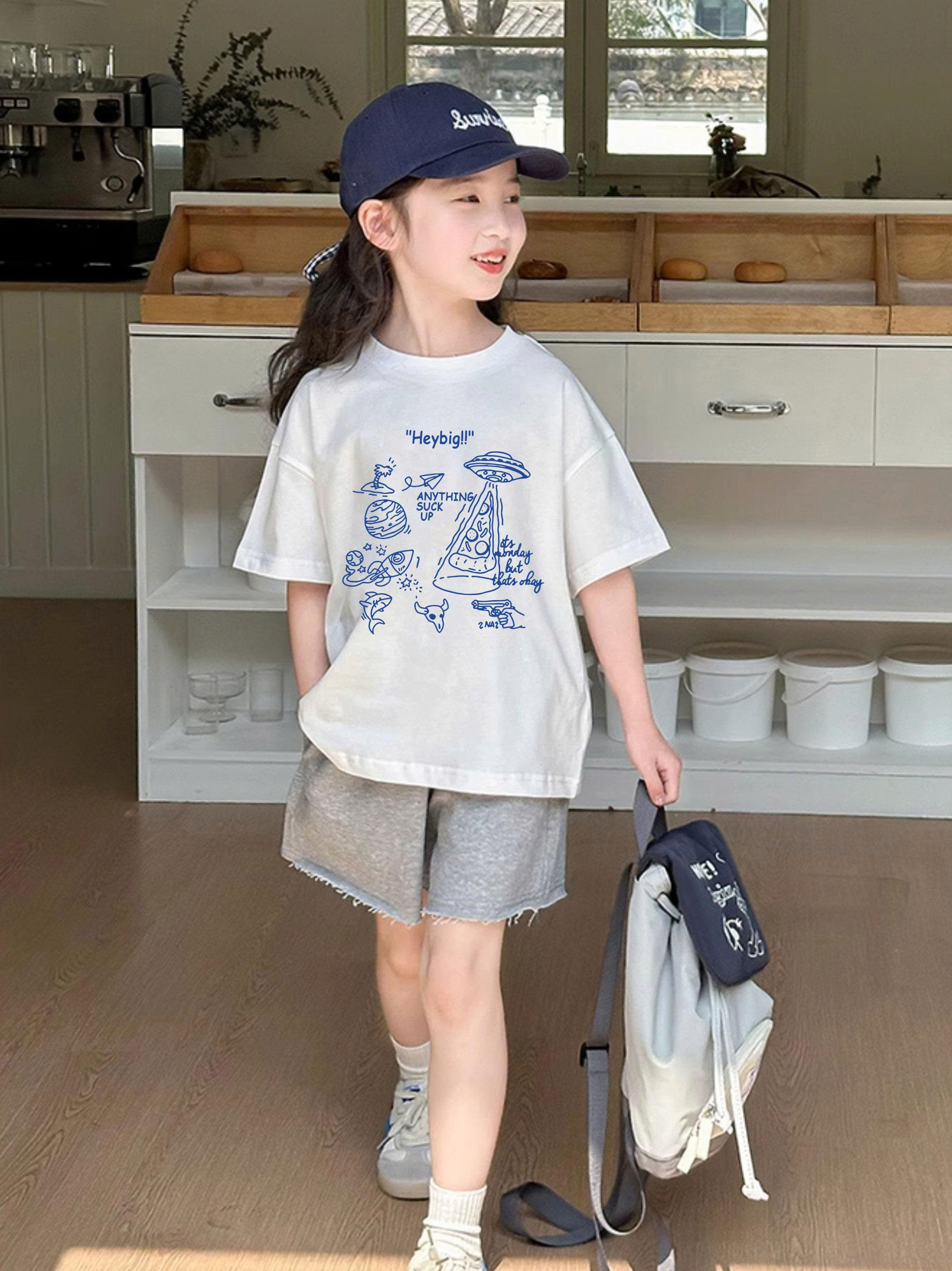 Áo thun cho bé form rộng dáng ngắn AED2277 Miucho vải cotton mềm mại thoáng mát cổ tròn in mix_thumbnail_3