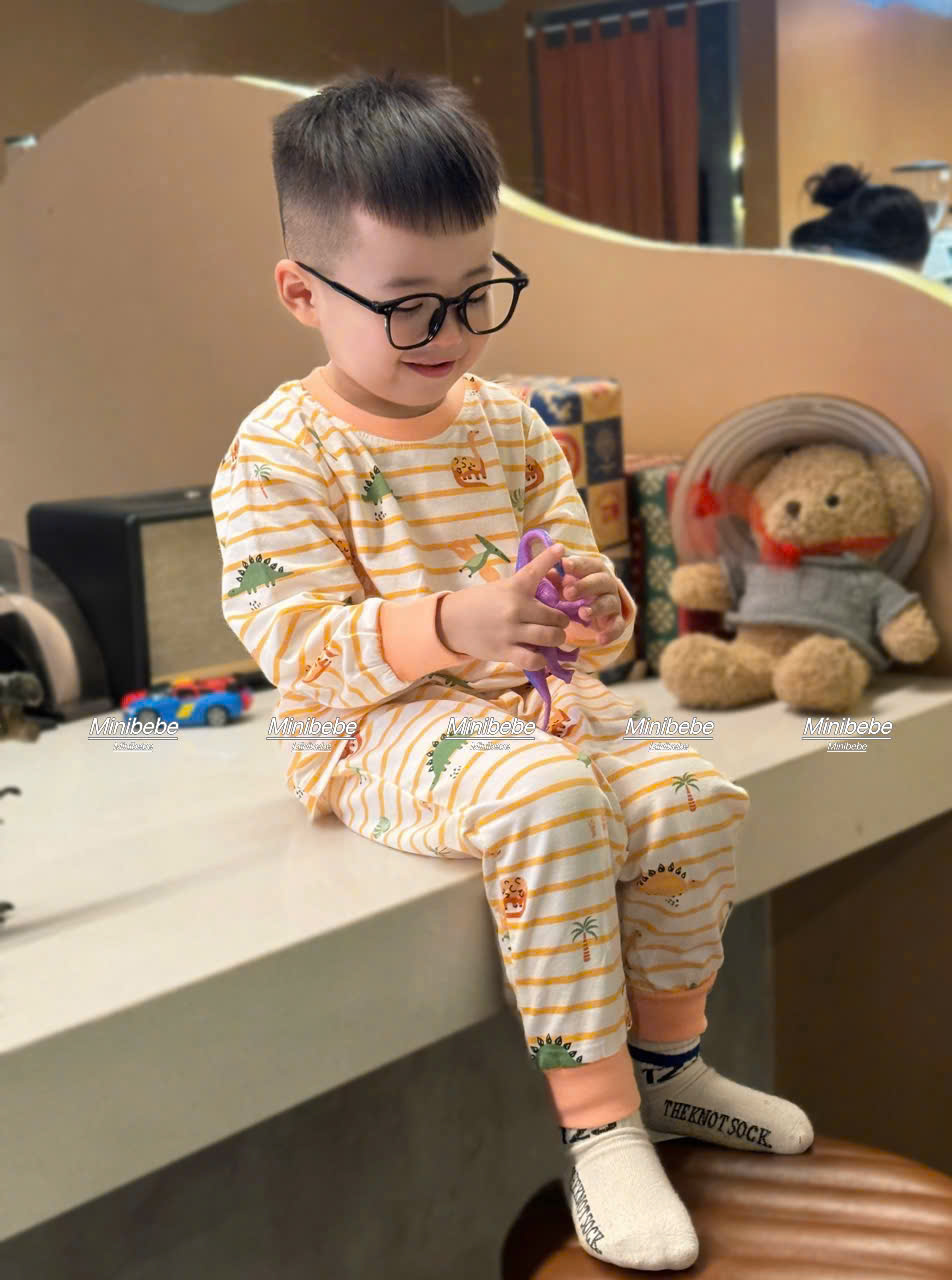 B06 SET 3 BỘ DÀI TAY KHỦNG LONG SỌC CAM- A100.262