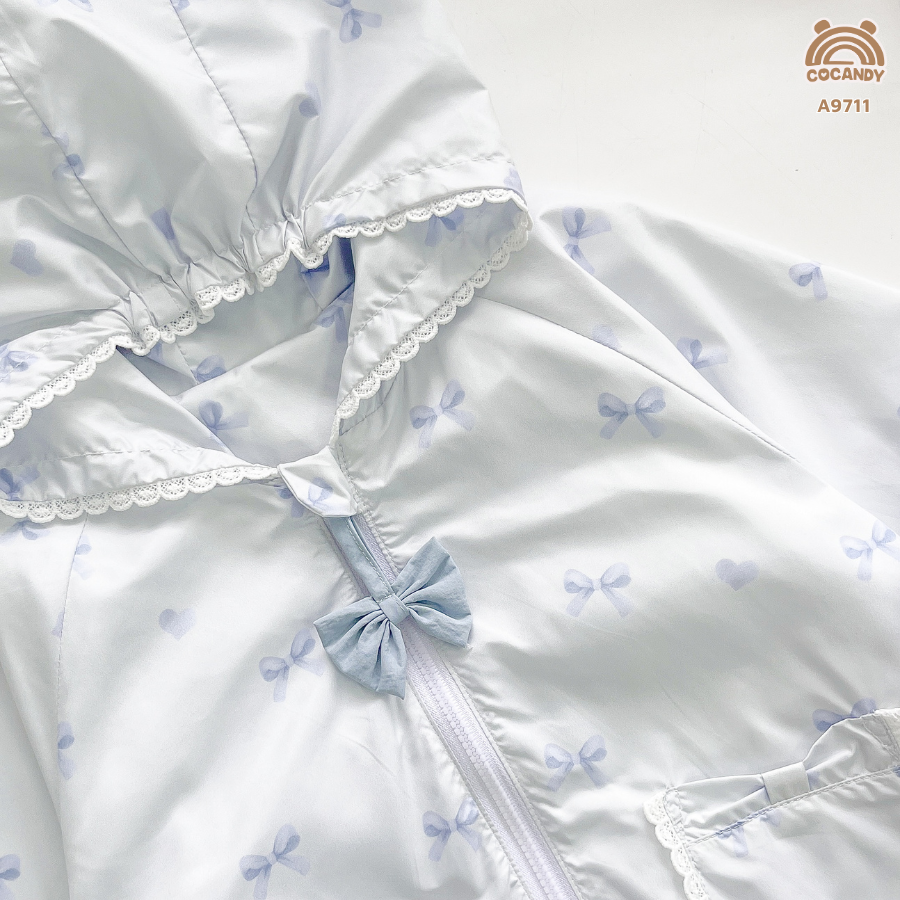 Áo khoác gió XANH họa tiết nơ phối ren_thumbnail_4