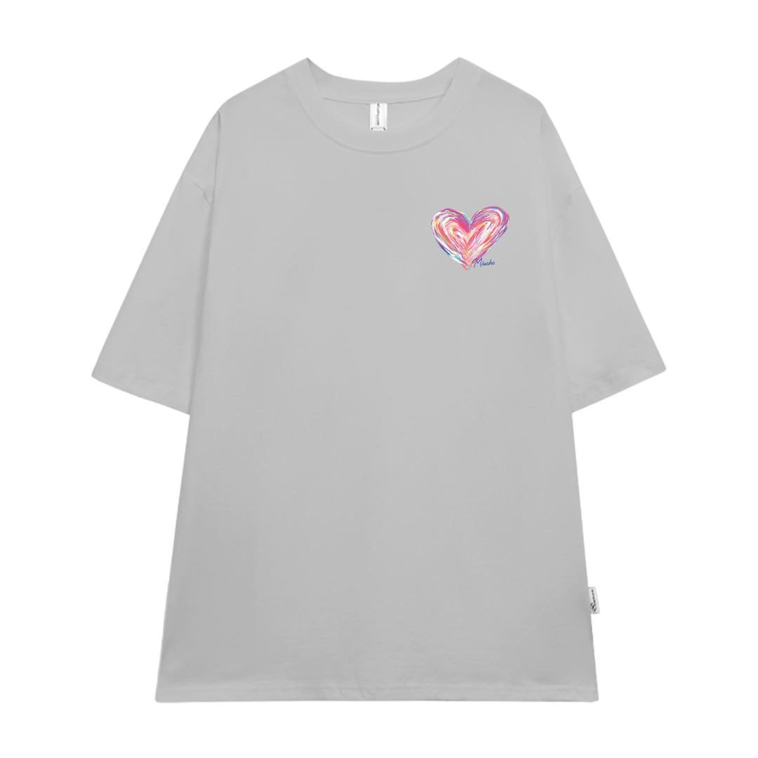 Áo thun cặp đôi in trái tim nhỏ dễ thương form rộng ATD1514 Miucho vải cotton thoáng mát cổ tròn in mix_thumbnail_14