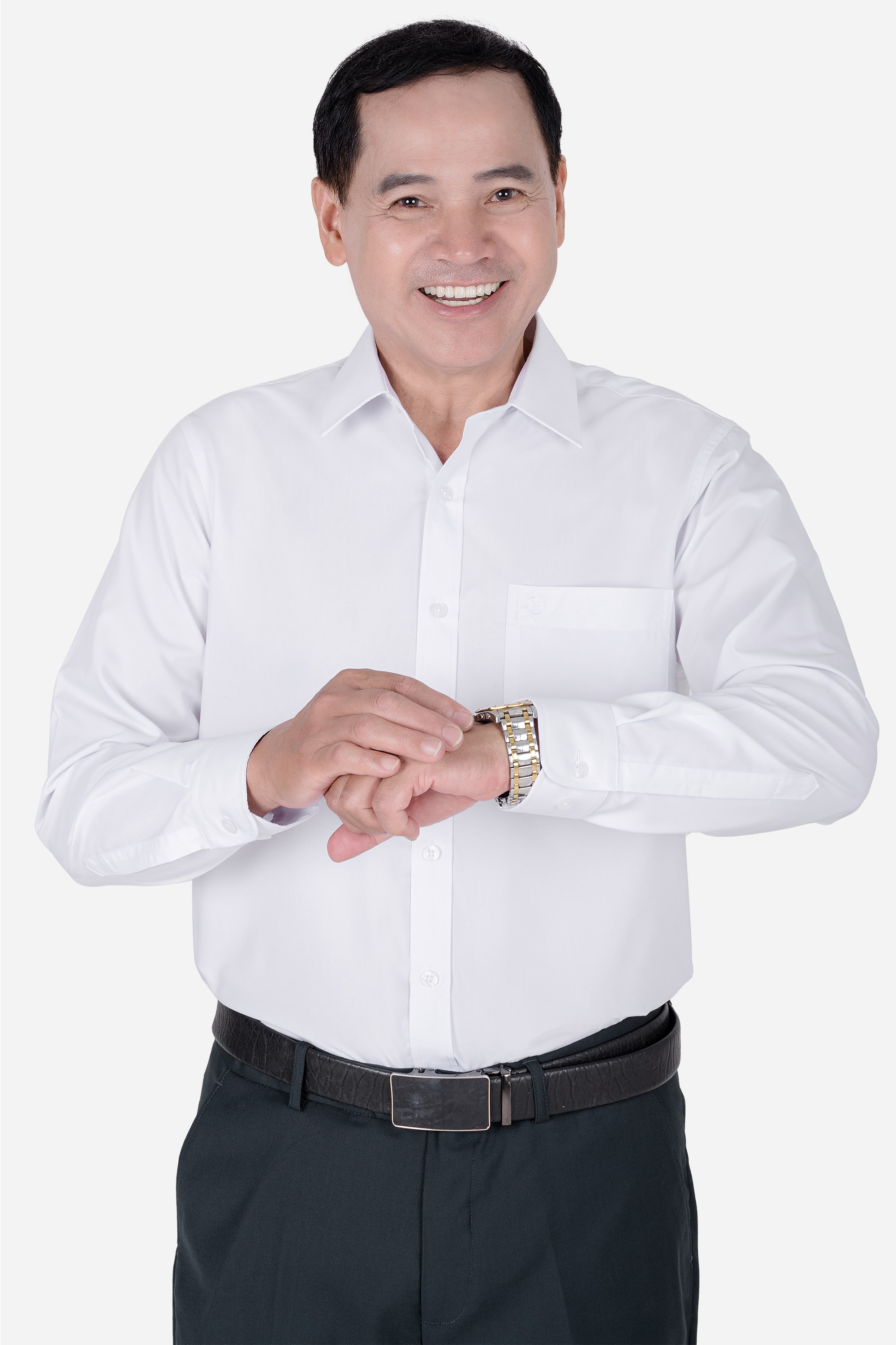 Áo Sơ Mi Trơn Dài Tay Nam Trung Niên ANCHI Chất Liệu Sợi Gỗ Thoáng Mát Màu Trắng_thumbnail_2