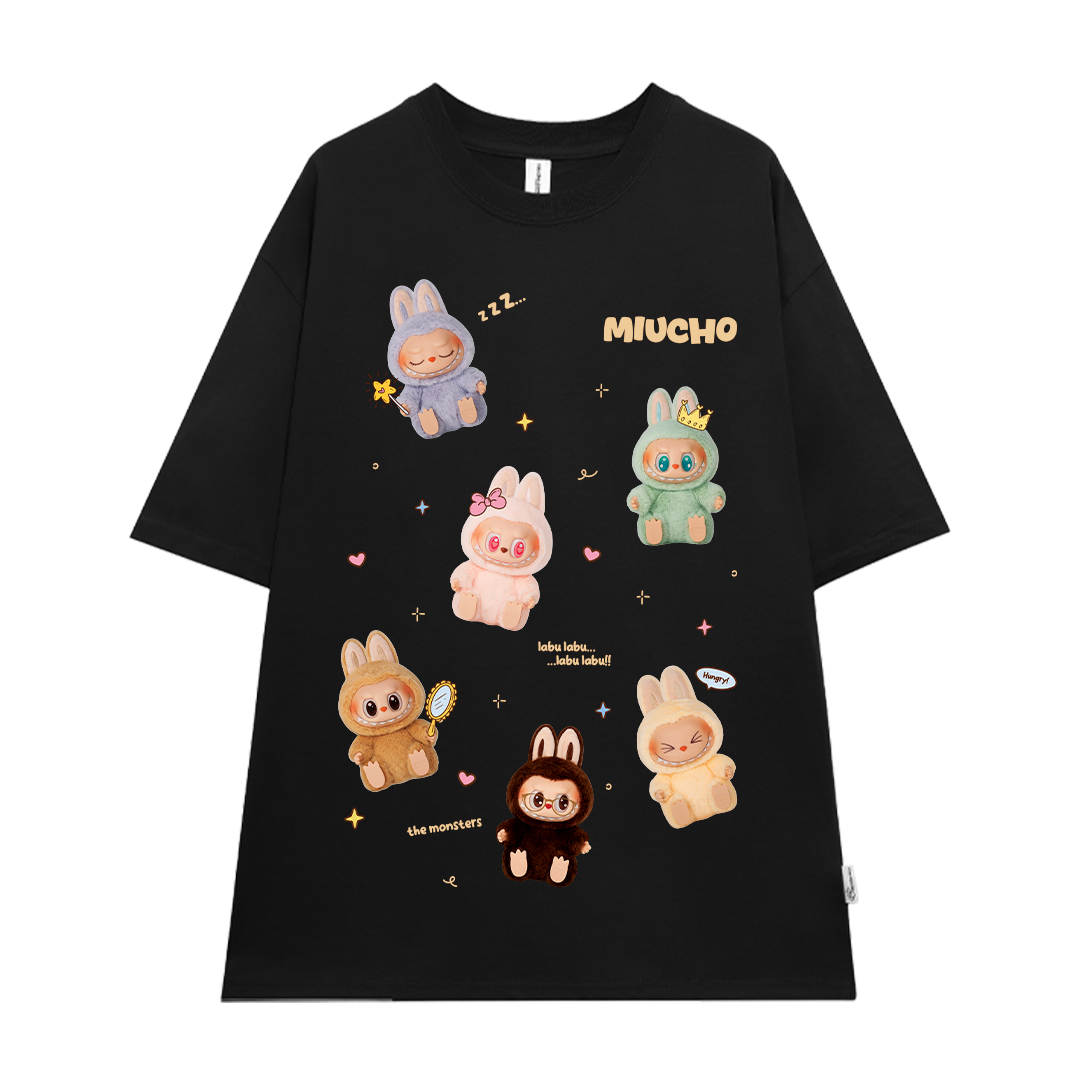 Áo thun labubu form rộng nhiều màu ATD1397 Miucho tay ngắn cổ tròn in mix_thumbnail_11