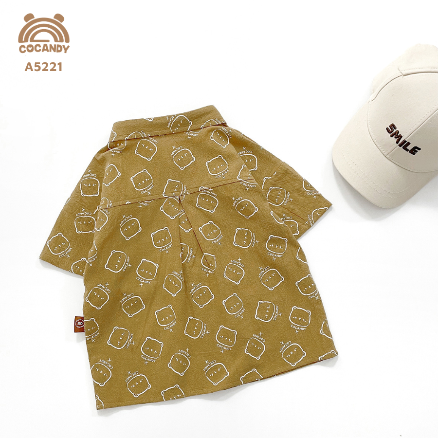 Áo cộc NÂU gấu túi ngực viền TRẮNG_thumbnail_4