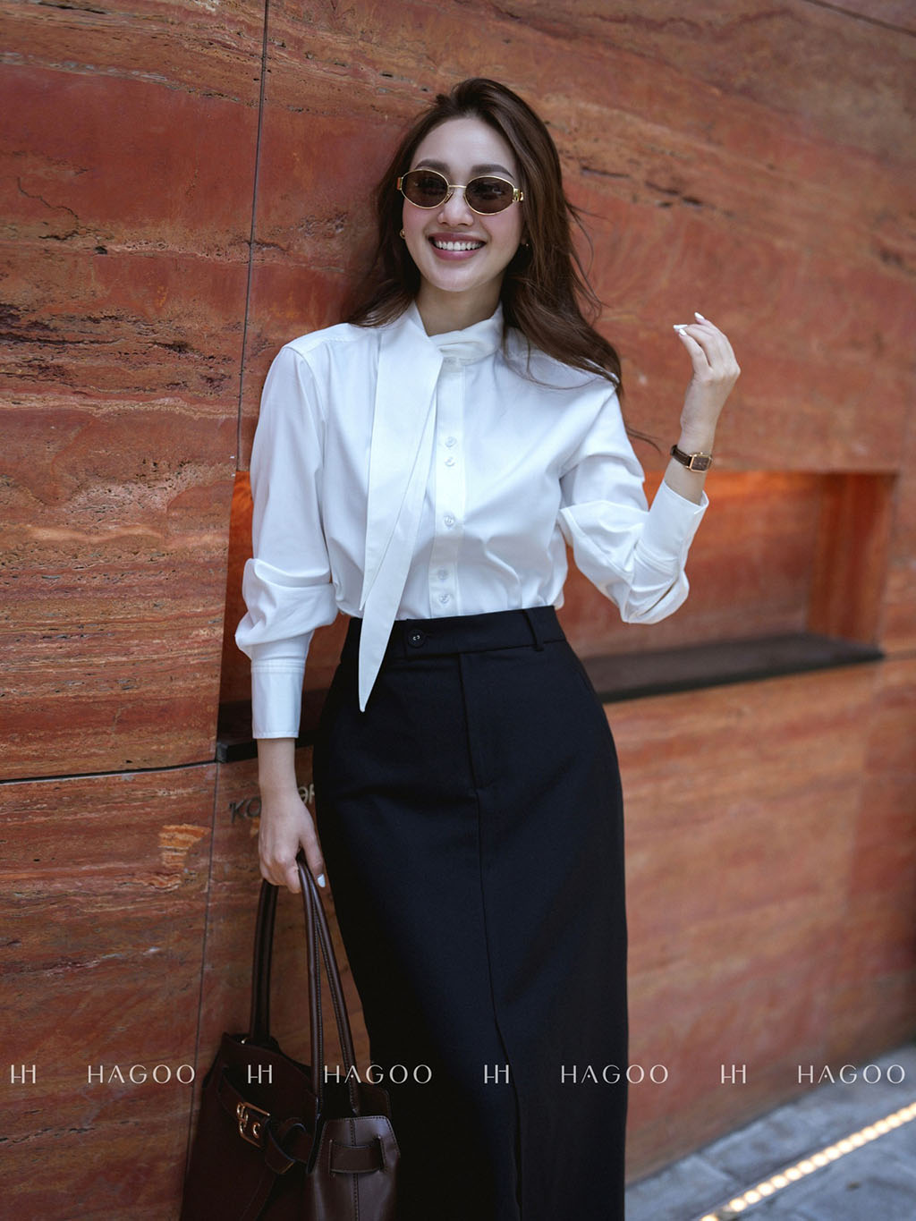 Áo sơ mi cổ tai thỏ HAGOO