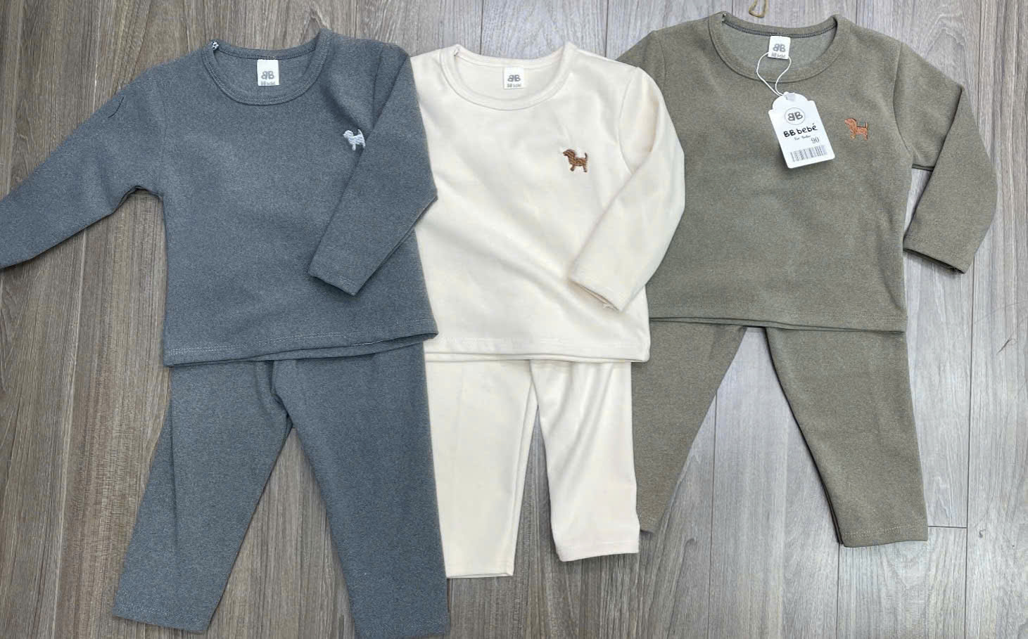 Q53 SET 3 BỘ DÀI MÀU TRƠN HÌNH CHÓ - A100.294