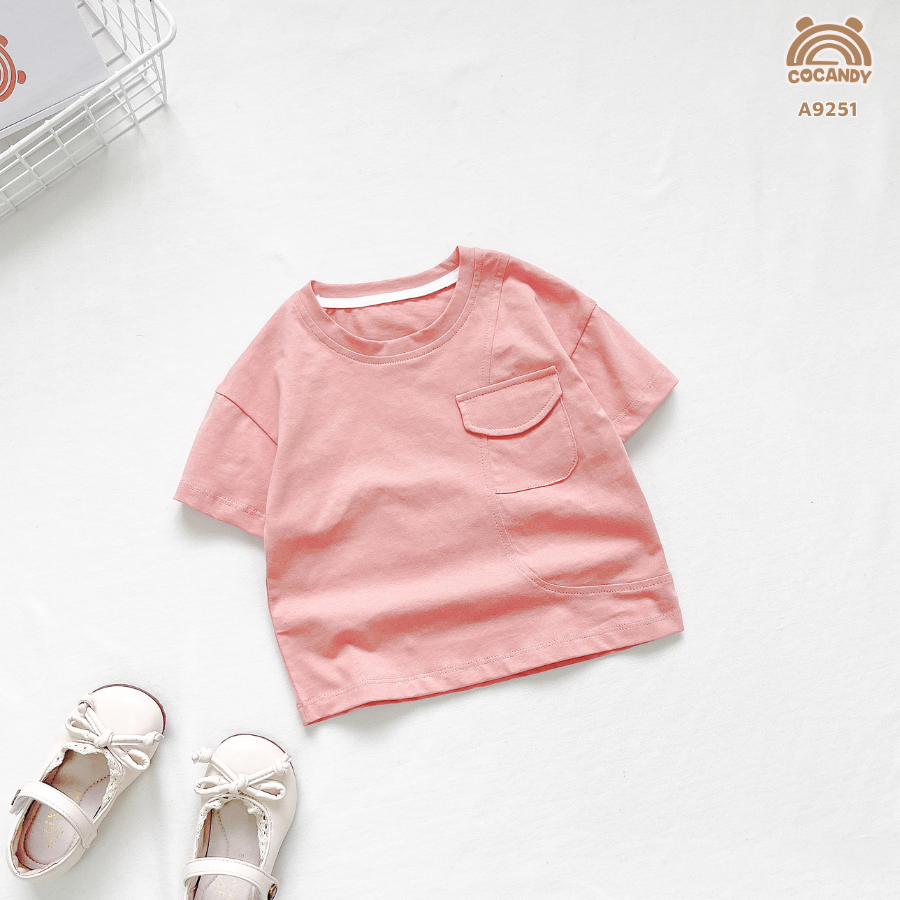 Áo cộc HỒNG ĐẬM phối đáp sườn túi ngực có nắp