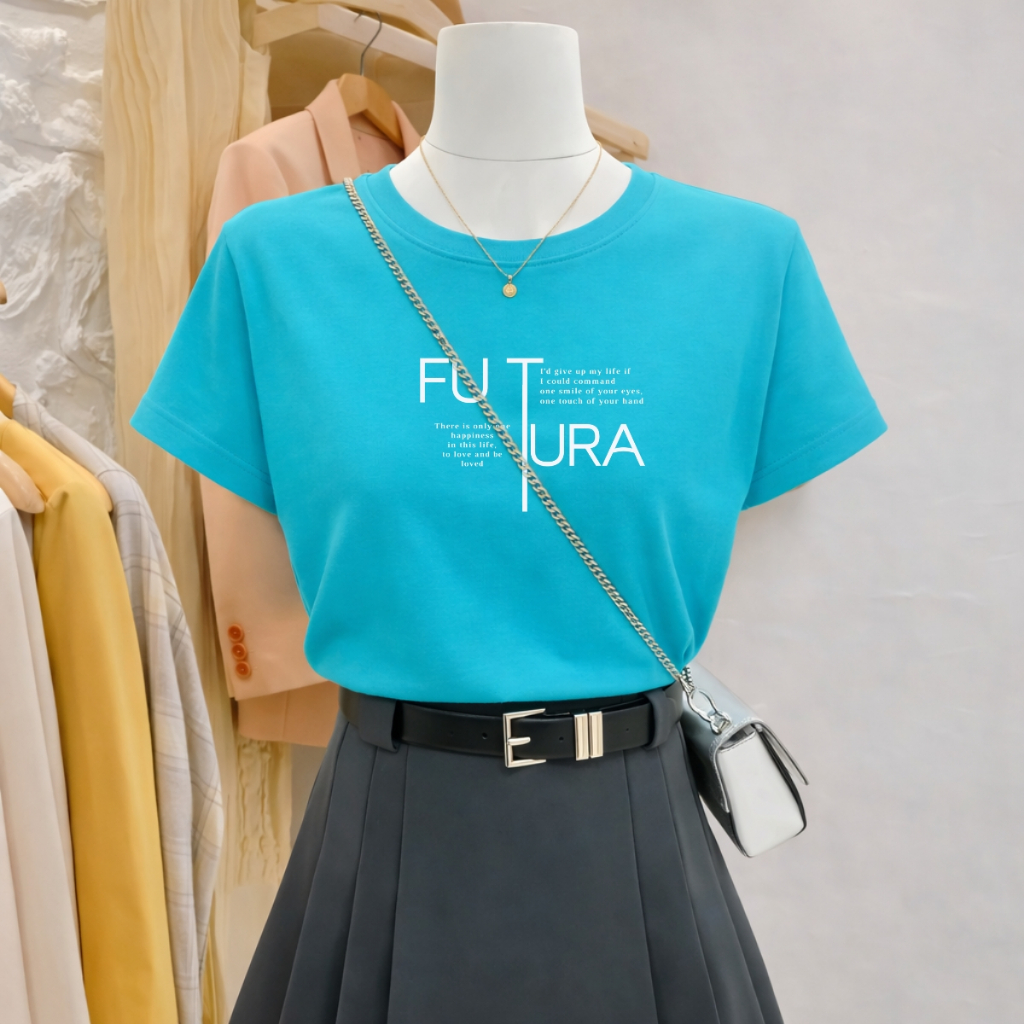 Áo phông nữ dáng vừa NA01 màu xanh ngọc nhiều mẫu chất thun cotton Loza G0442_thumbnail_2