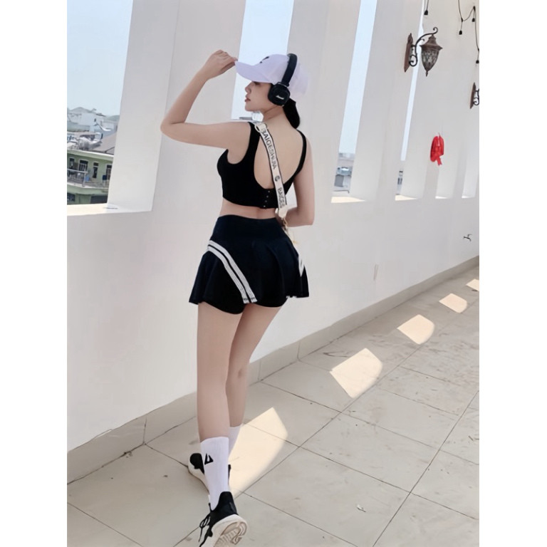 Váy Ngắn Thể Thao Dáng Tennis Phối Viền