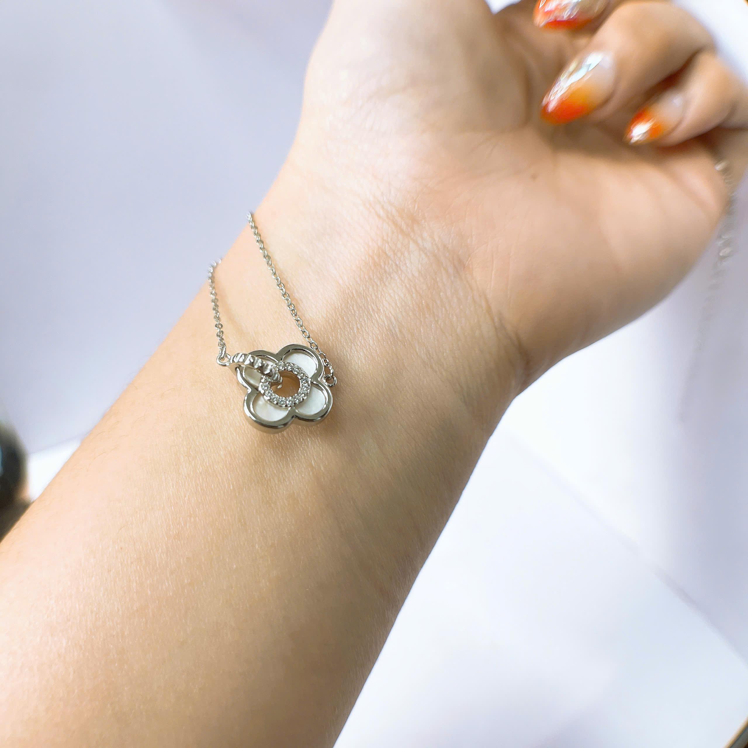 Vòng cổ bạc xi vàng trắng cỏ 4 lá trắng_thumbnail_1