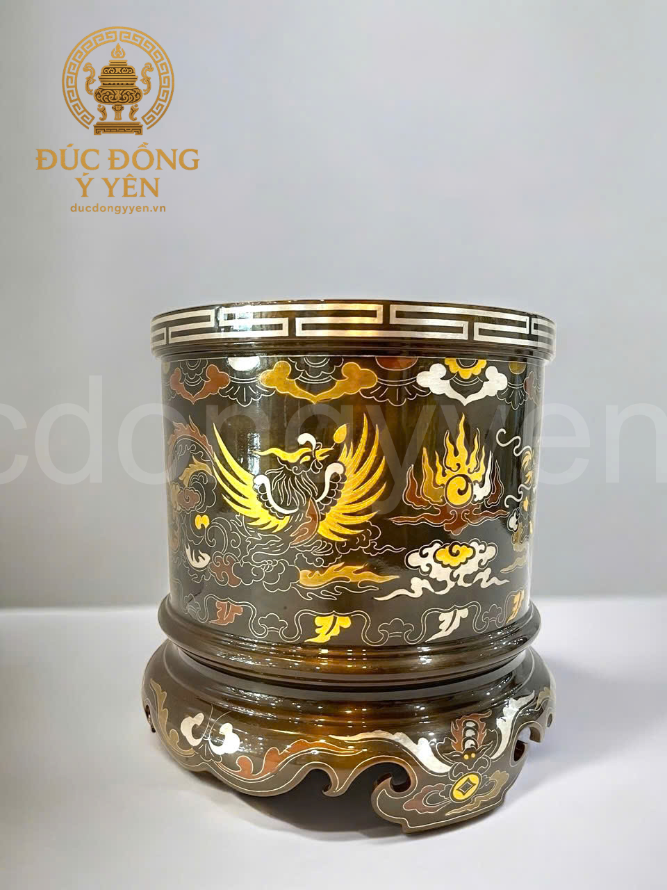 Bát hương đúc đồng đỏ khảm ngũ sắc kỹ _thumbnail_3