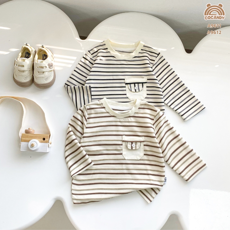 Áo thun dài kẻ ĐEN BE túi ngực_thumbnail_3