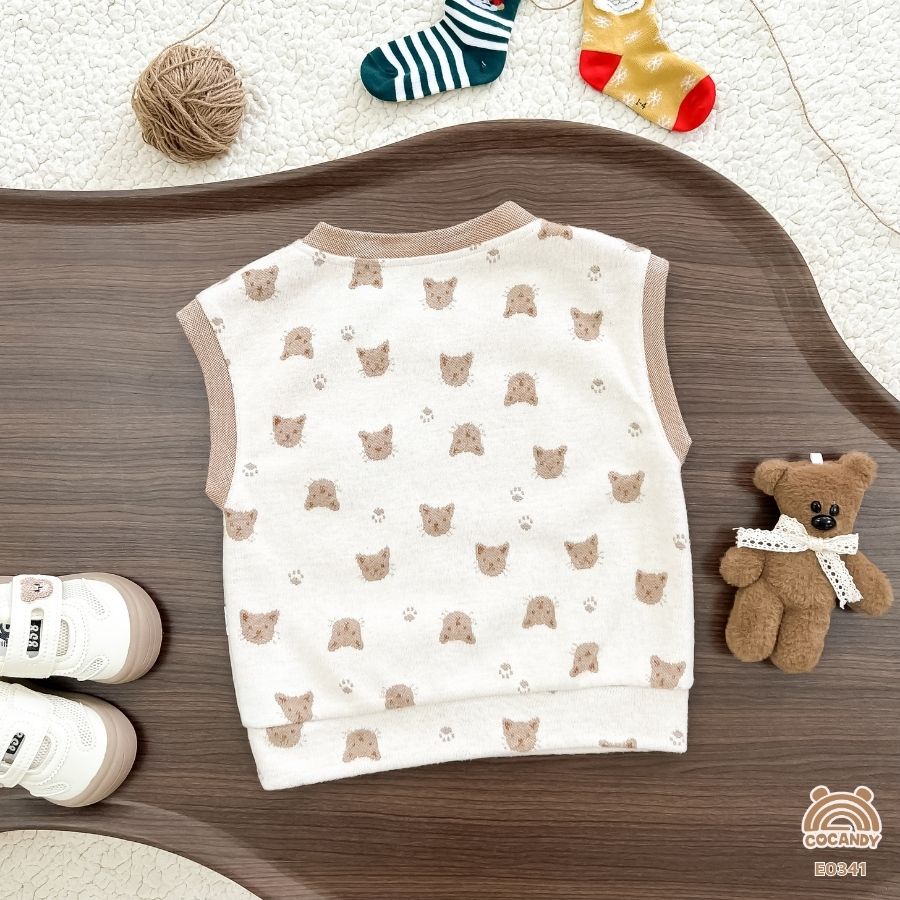 Áo gile len NÂU NHẠT cổ tròn hình mèo_thumbnail_3