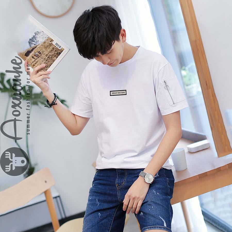 Áo thun nam không cổ kiểu dáng đơn giản