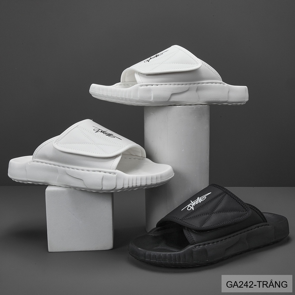 GA242 - Dép xỏ ngón nam da bò phong cách trẻ trung màu trắng đen