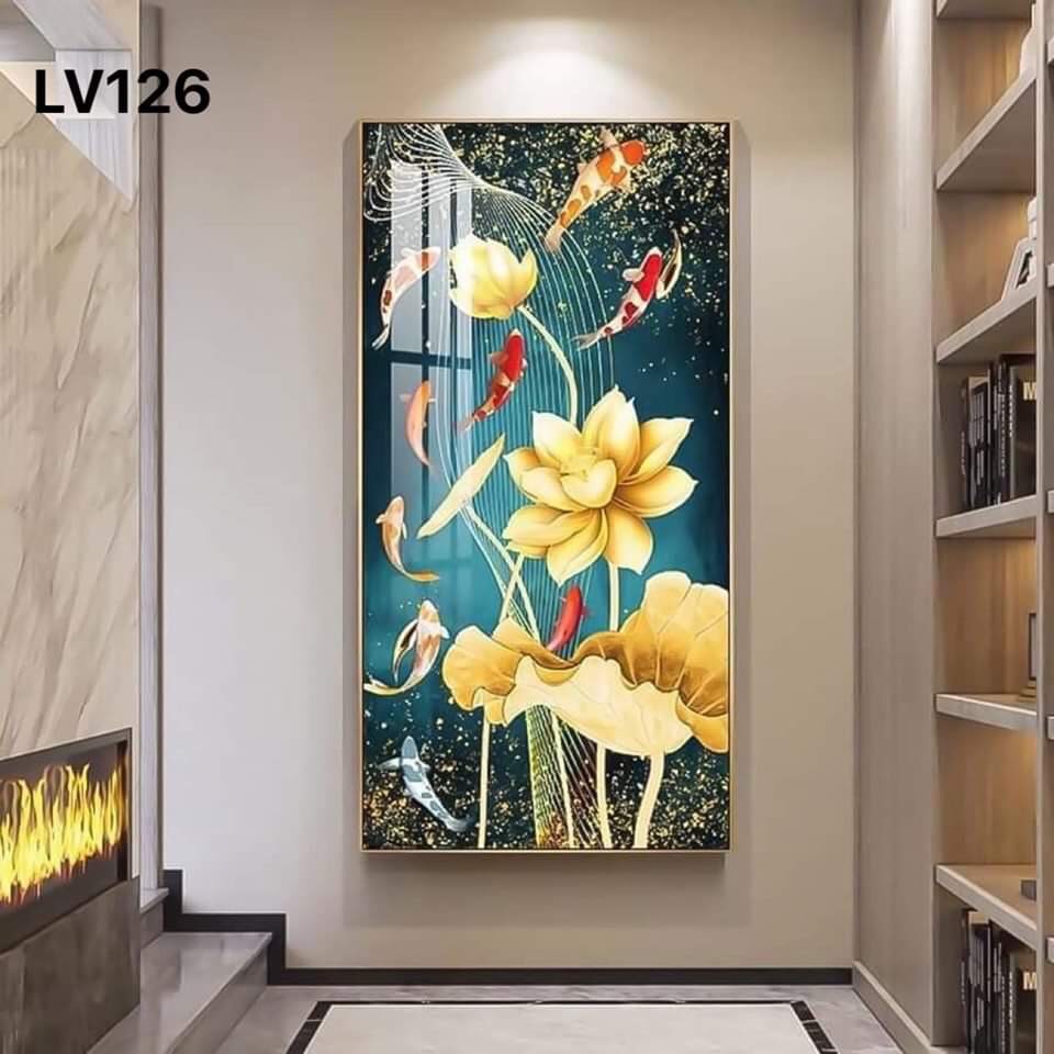 Tranh đứng tráng gương cá và hoa sen_thumbnail_0