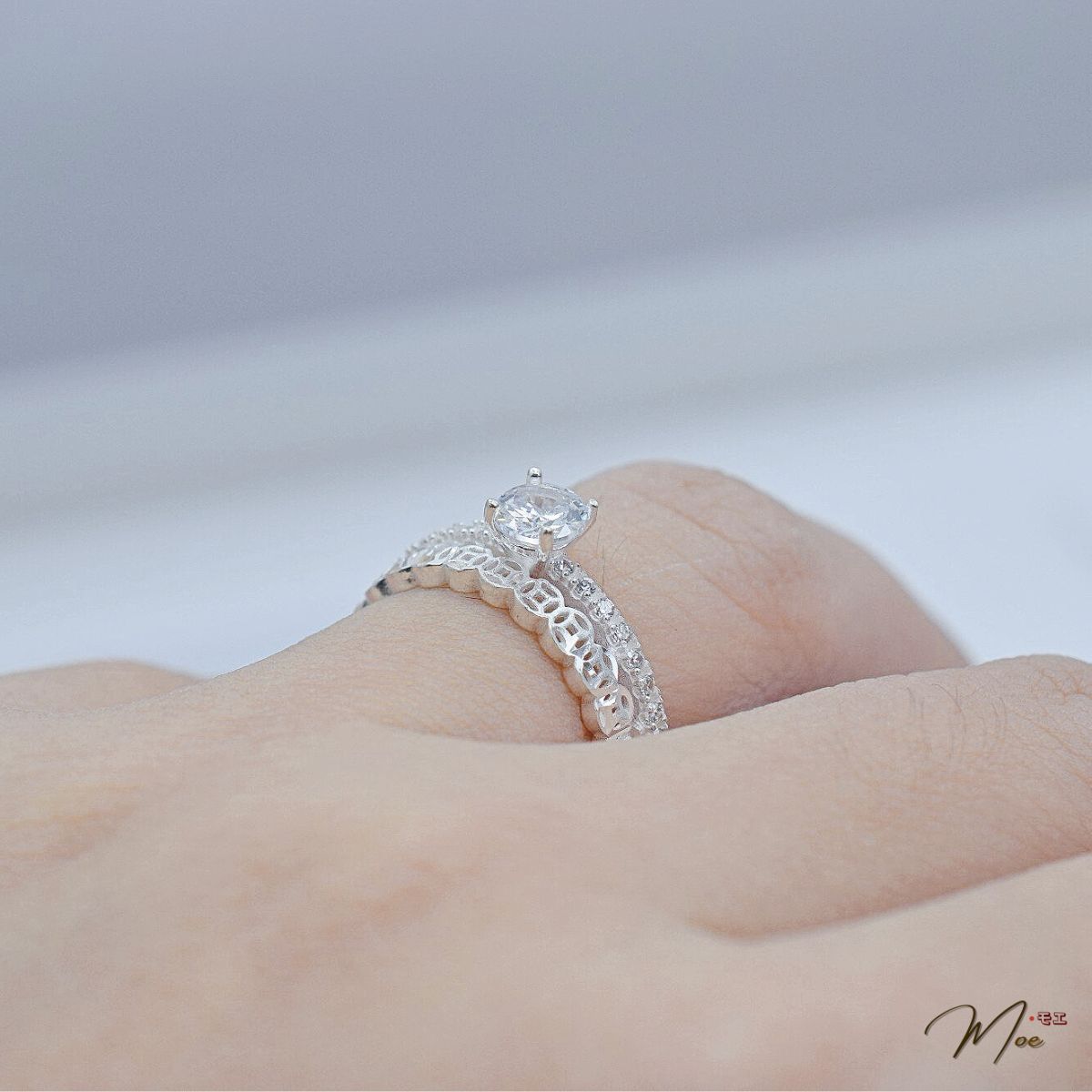 N147 - Nhẫn kim tiền kép dải đá kim cương_thumbnail_4