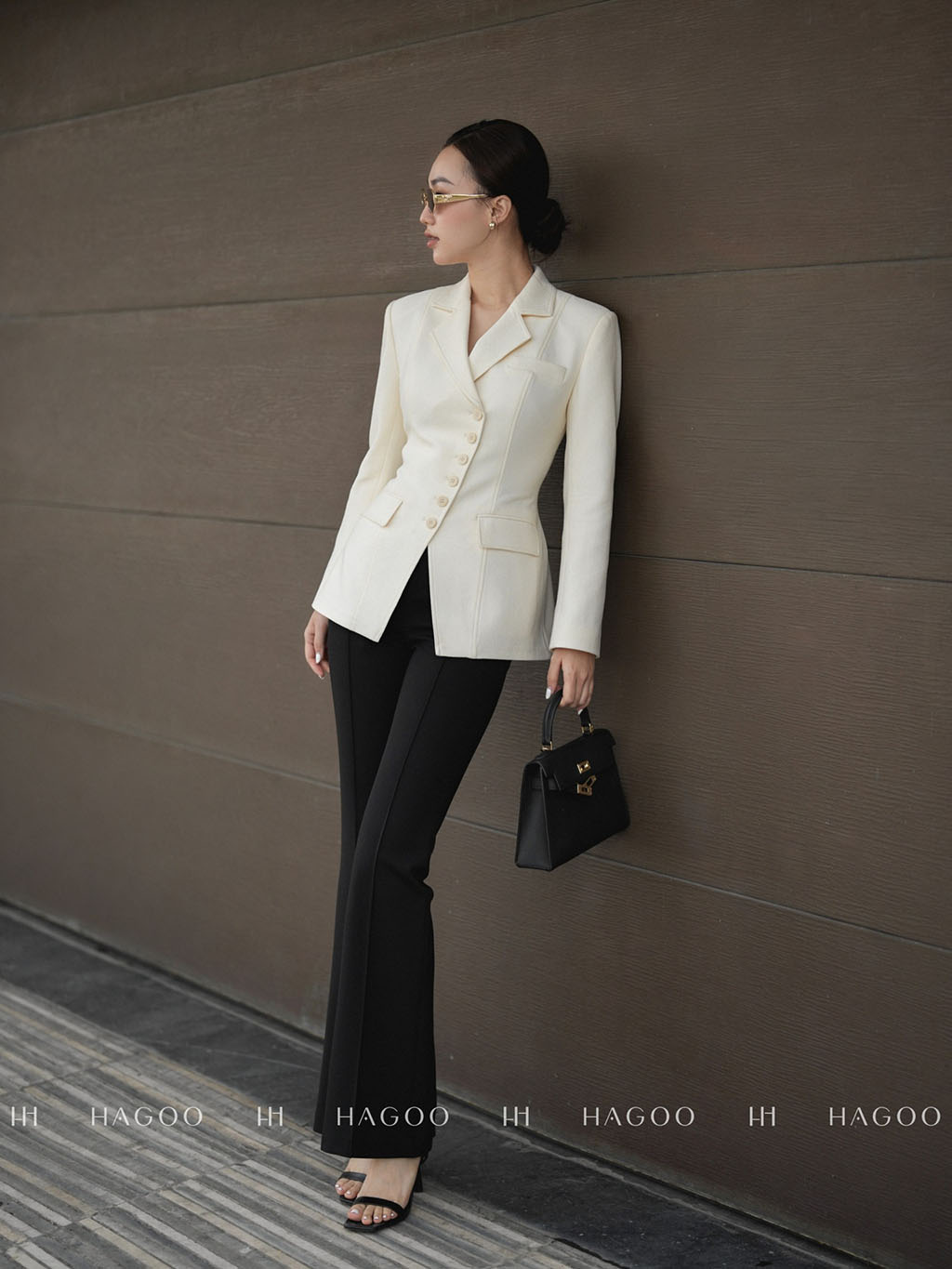 Blazer hàng khuy chéo mí diễu