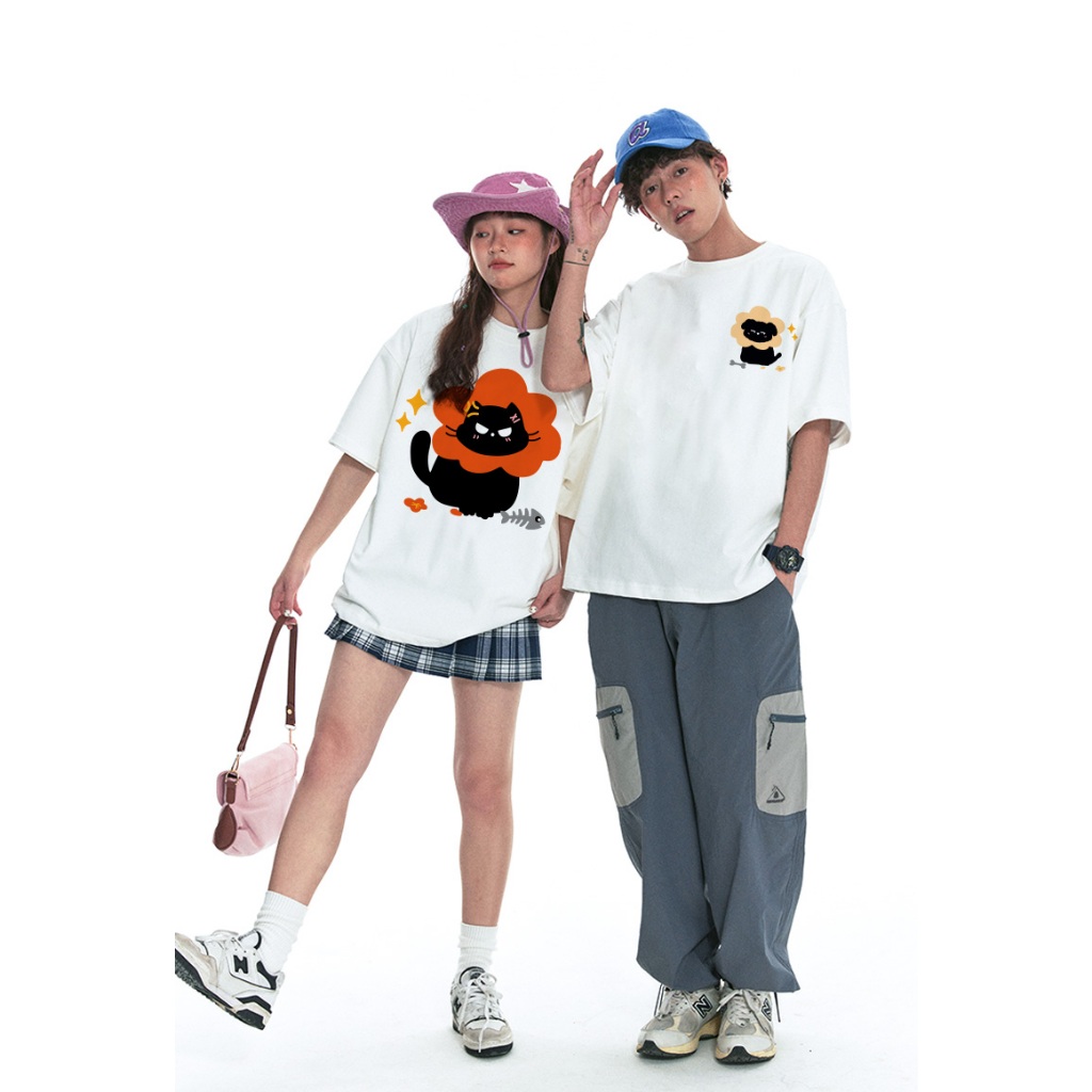 Áo thun couple cặp đôi cực dễ thương form rộng unisex ATD1061 Miucho tay lỡ cổ tròn in artwork_thumbnail_2