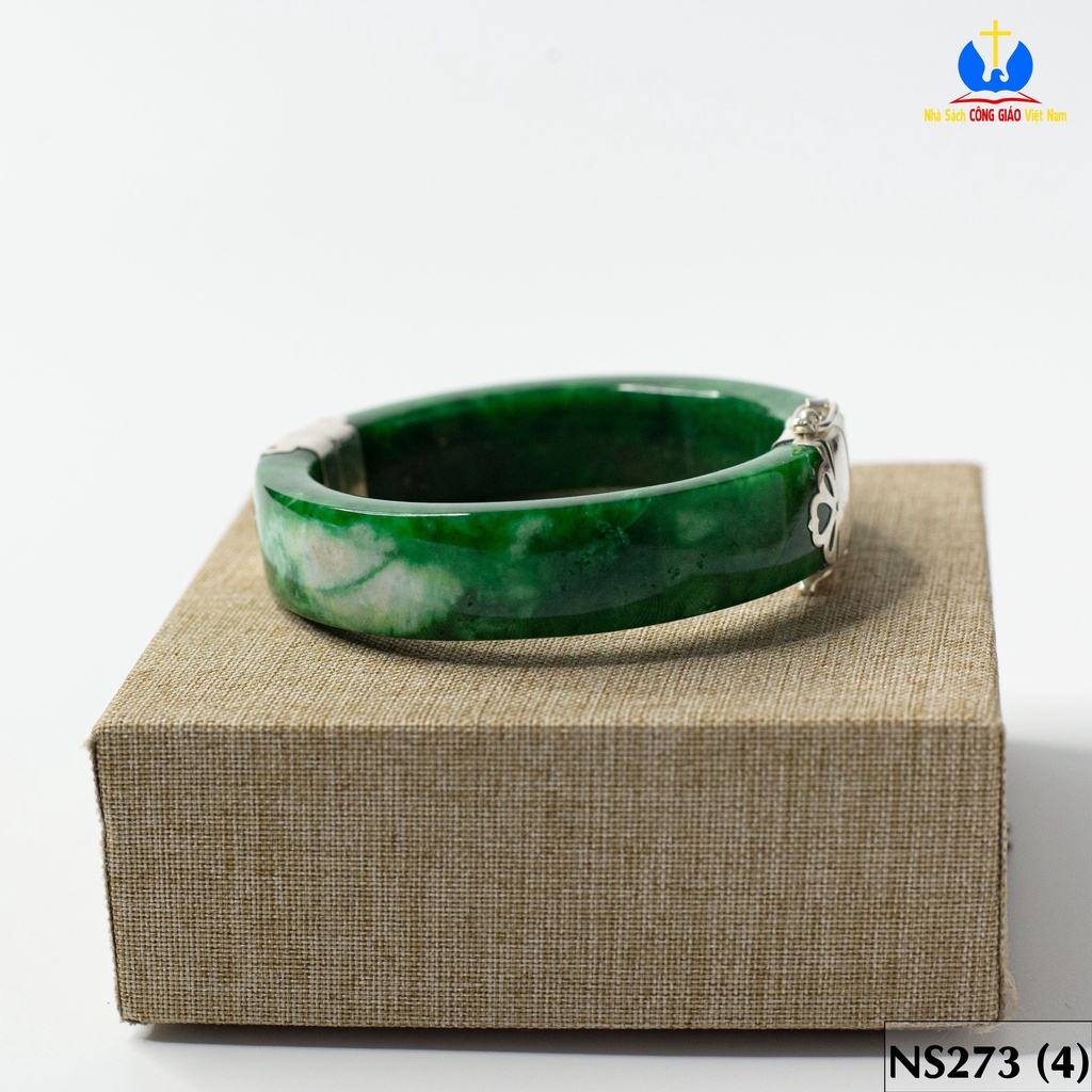 Vòng tay đá Ngọc Bích bọc bạc ta TS0272 - Món quà ý nghĩa cho mẹ và bà_thumbnail_5