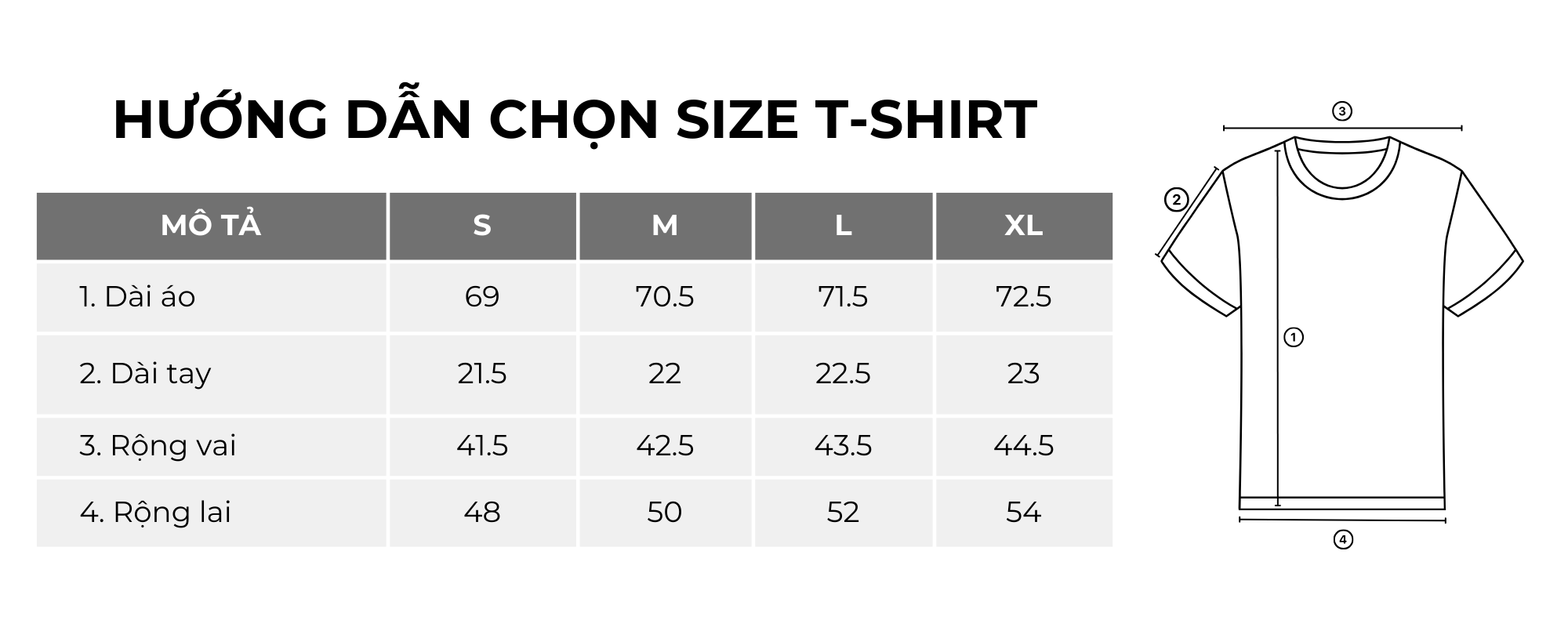 hướng dẫn chọn size t shirt
