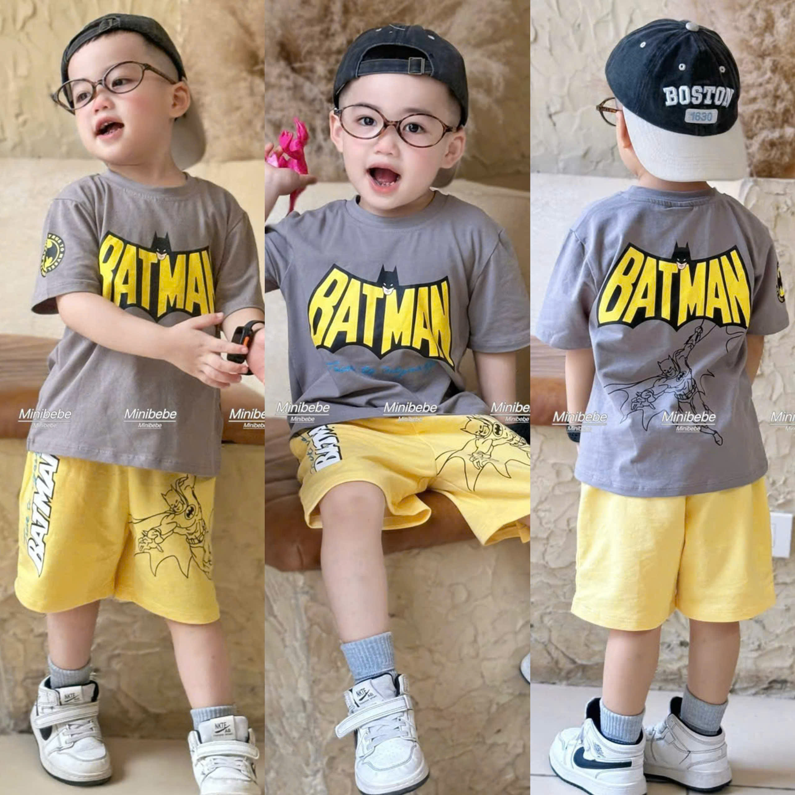 T04 BỘ CỘC BATMAN DANG CÁNH CHỮ VÀNG ÁO XÁM- A117.1702