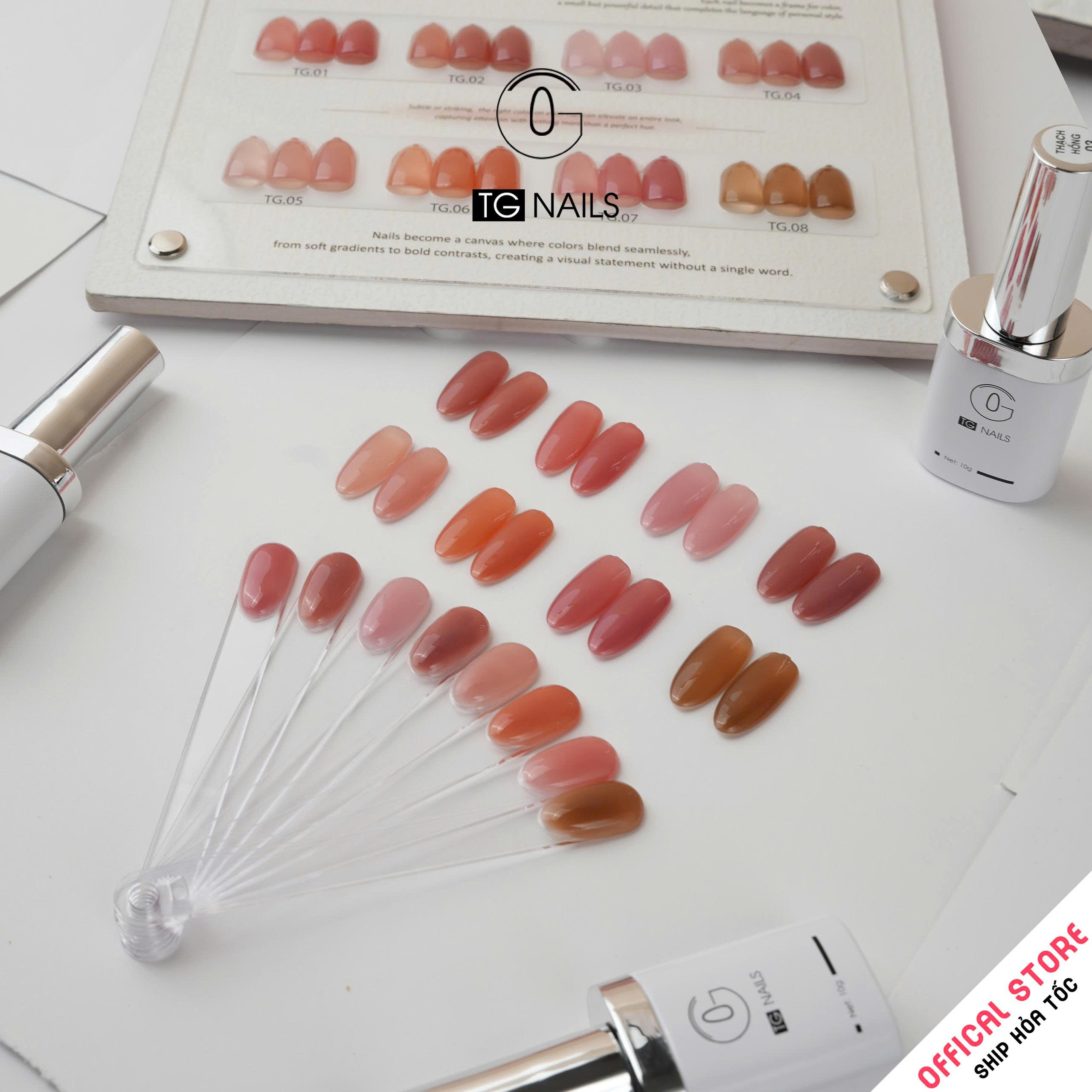 Combo 8 màu Thạch Hồng đục TG Nails kèm bảng màu_thumbnail_4