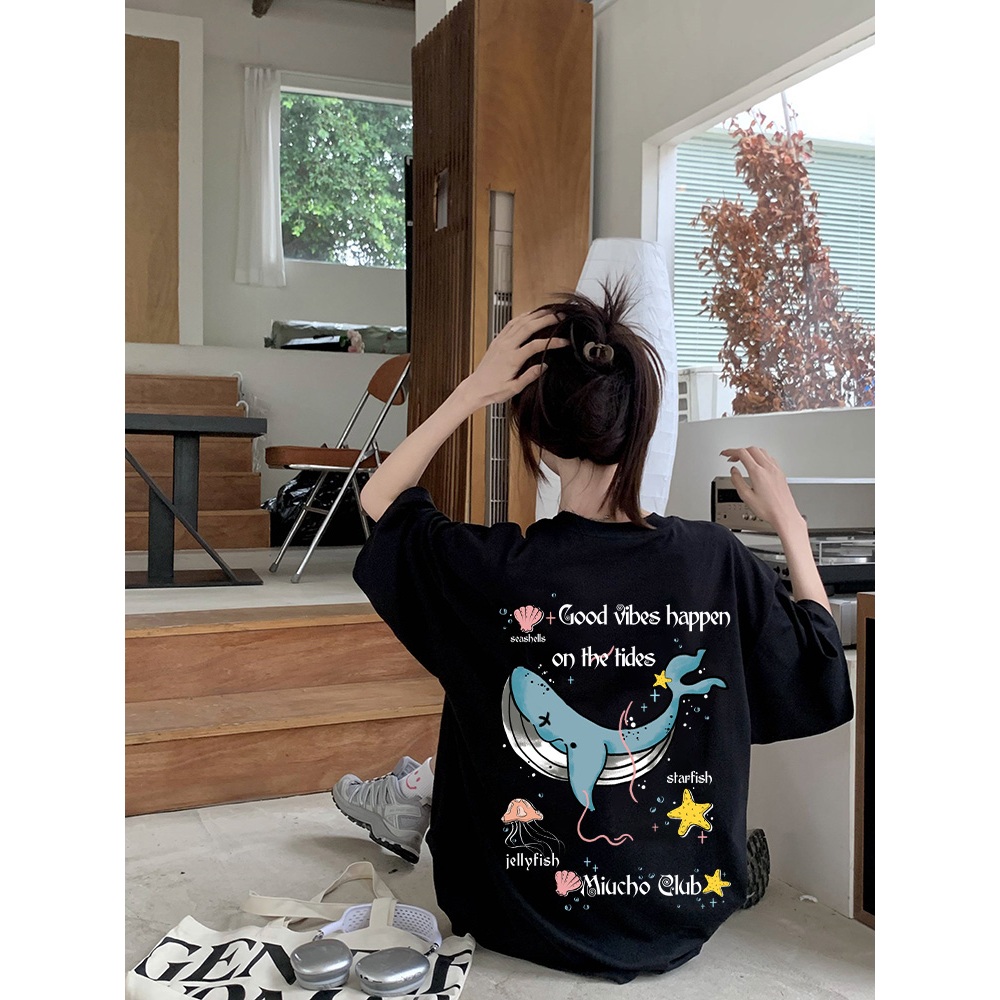 Áo thun form rộng unisex mùa hè ATD1038 Miucho vải cotton tay lỡ cổ tròn in mix_thumbnail_3