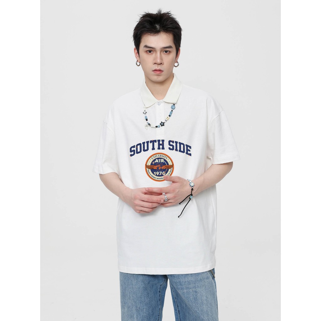 Áo polo nam form rộng đẹp PLD182 Miucho Man tay lỡ vải cotton mềm mại cho nam in Typography_thumbnail_4