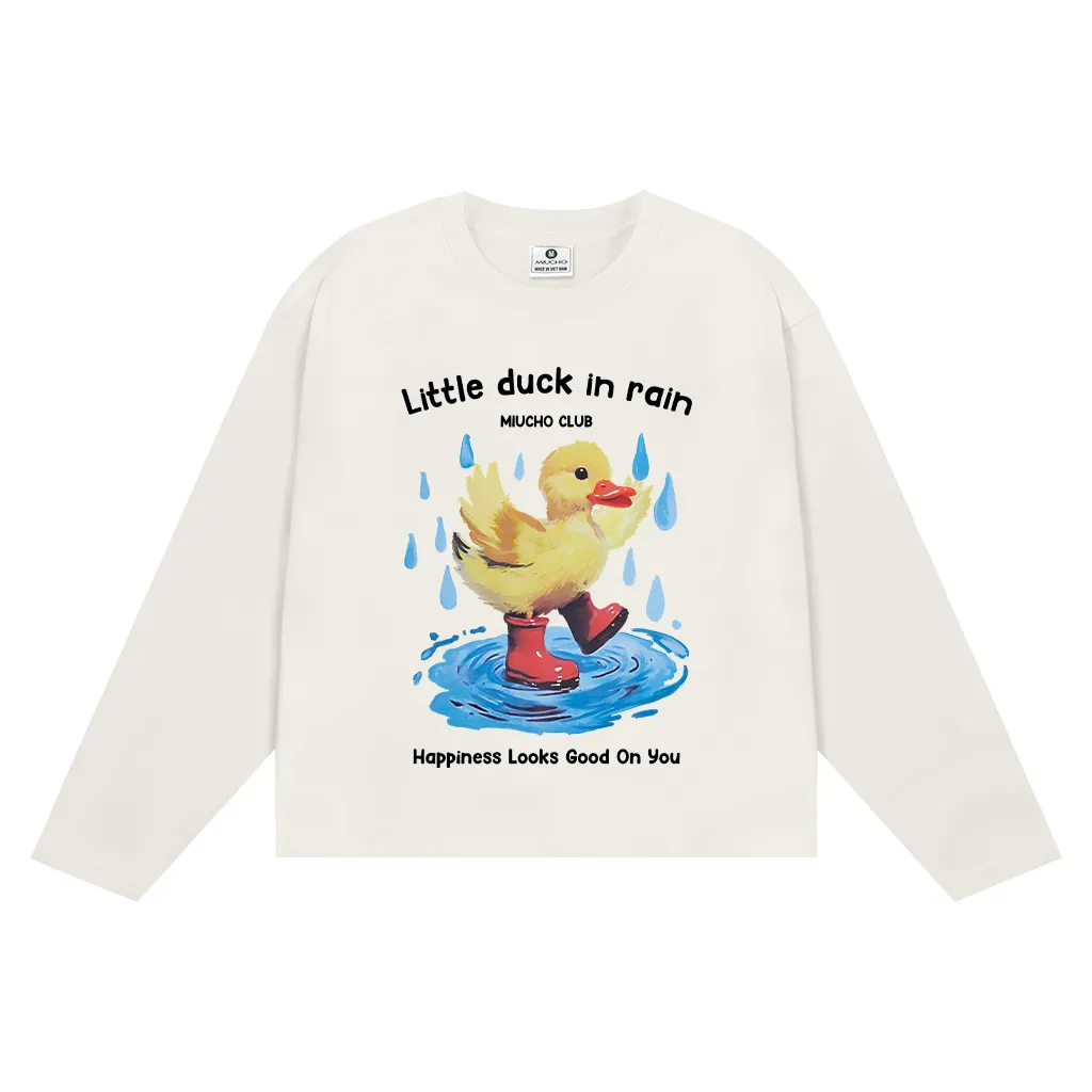 Áo thun boxy tay dài Miucho cotton co giãn 2 chiều thoáng mát cổ tròn hình Duck in mix 2655_thumbnail_8