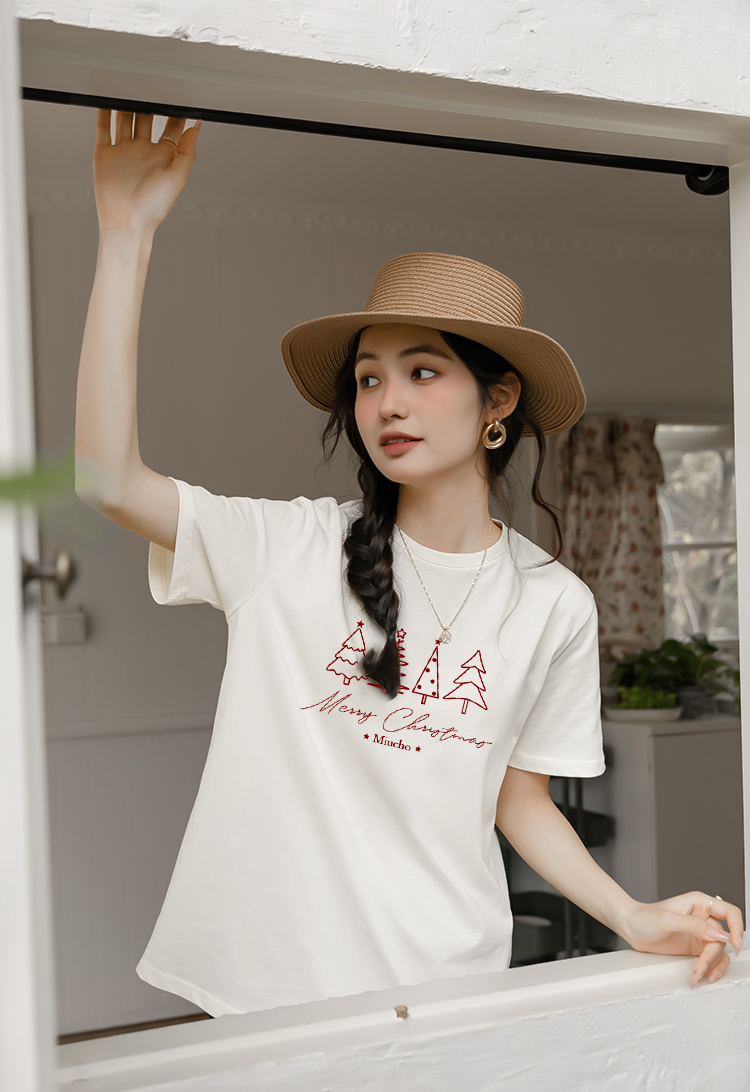 Áo thun nữ giáng sinh noel form vừa regular vải cotton 4c thoáng mát 1762 Miucho Chic Chic in mix_thumbnail_6