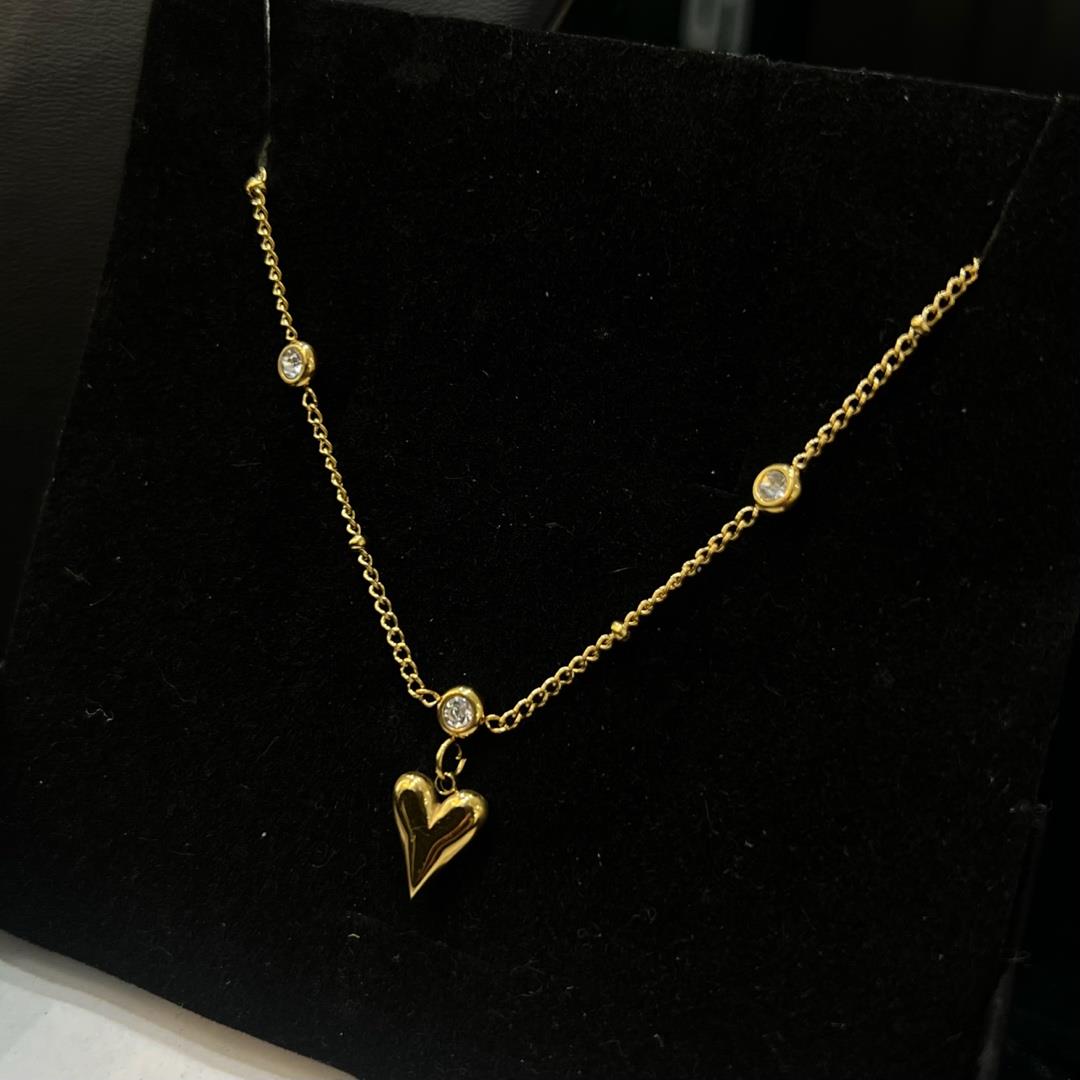 lắc chân titan sợi vàng charm trái tim khối mix kim cương _thumbnail_3