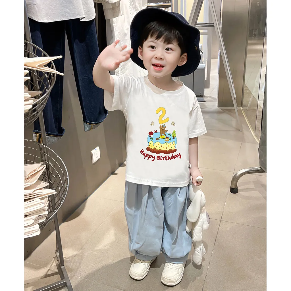 Áo thun cho bé sinh nhật 2 tuổi form rộng 2572 Miucho Kid vải cotton mềm mại thoáng mát thấm hút mồ hôi_thumbnail_2