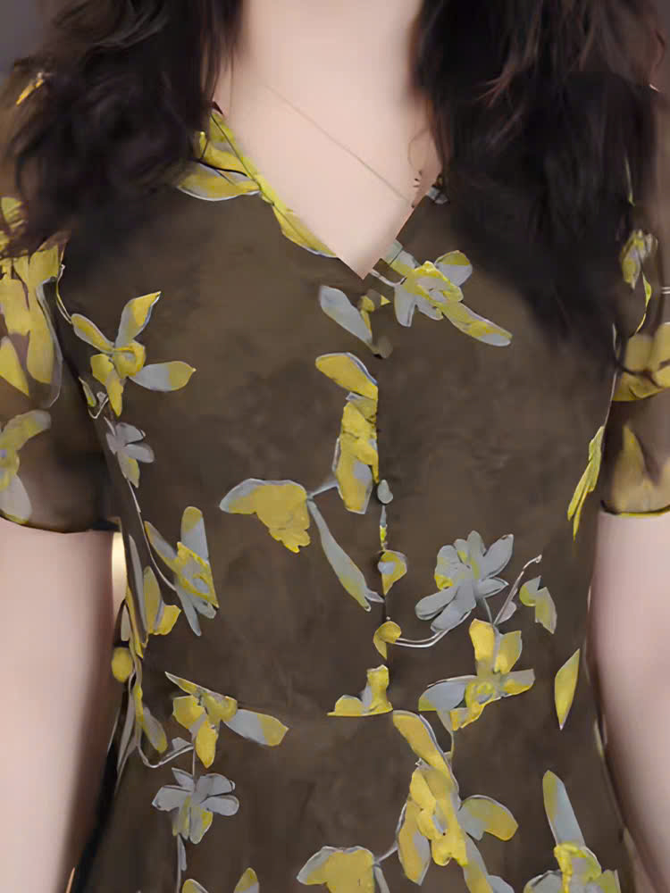 16992- Đầm voan xòe họa tiết hoa xanh vàng (voan + lót) 16992_thumbnail_5