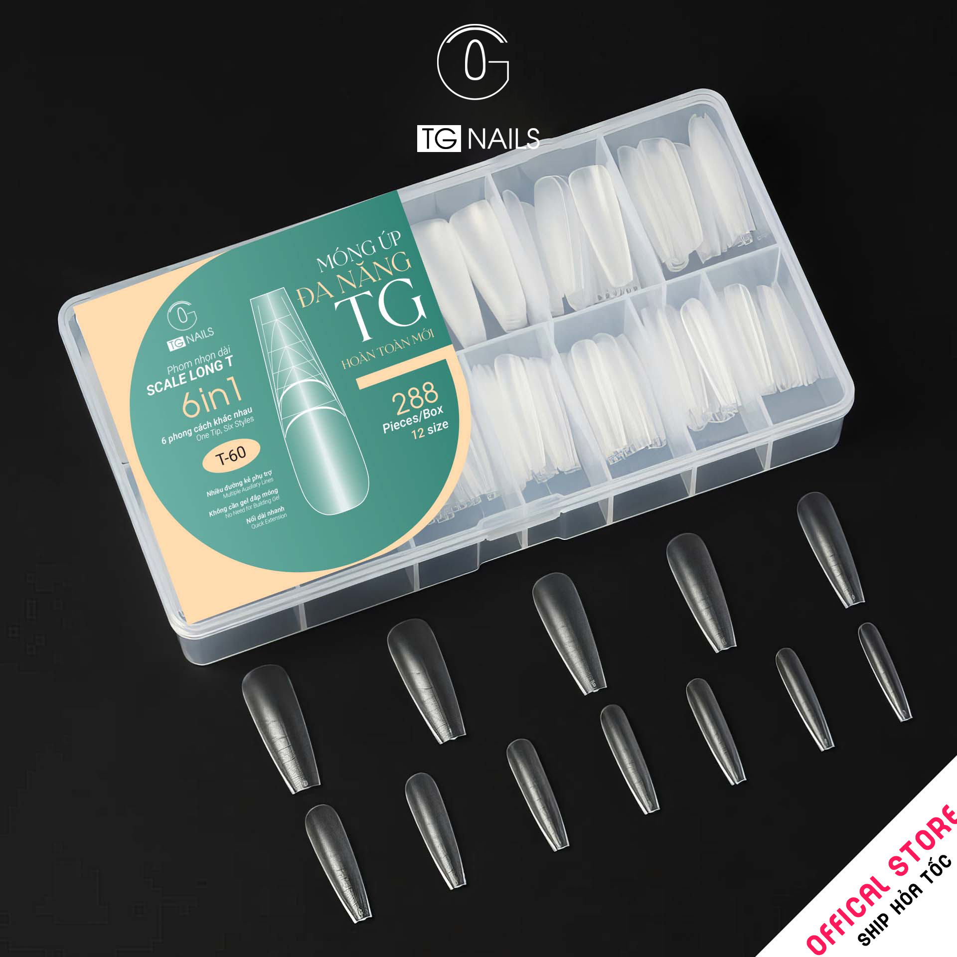 Phụ kiện gắn móng: Móng tay giả, kt(L1.2- 2.5*1.3)cm(+/-10%), chất liệu nhựa, nhãn hiệu TG, mới 100%._thumbnail_17