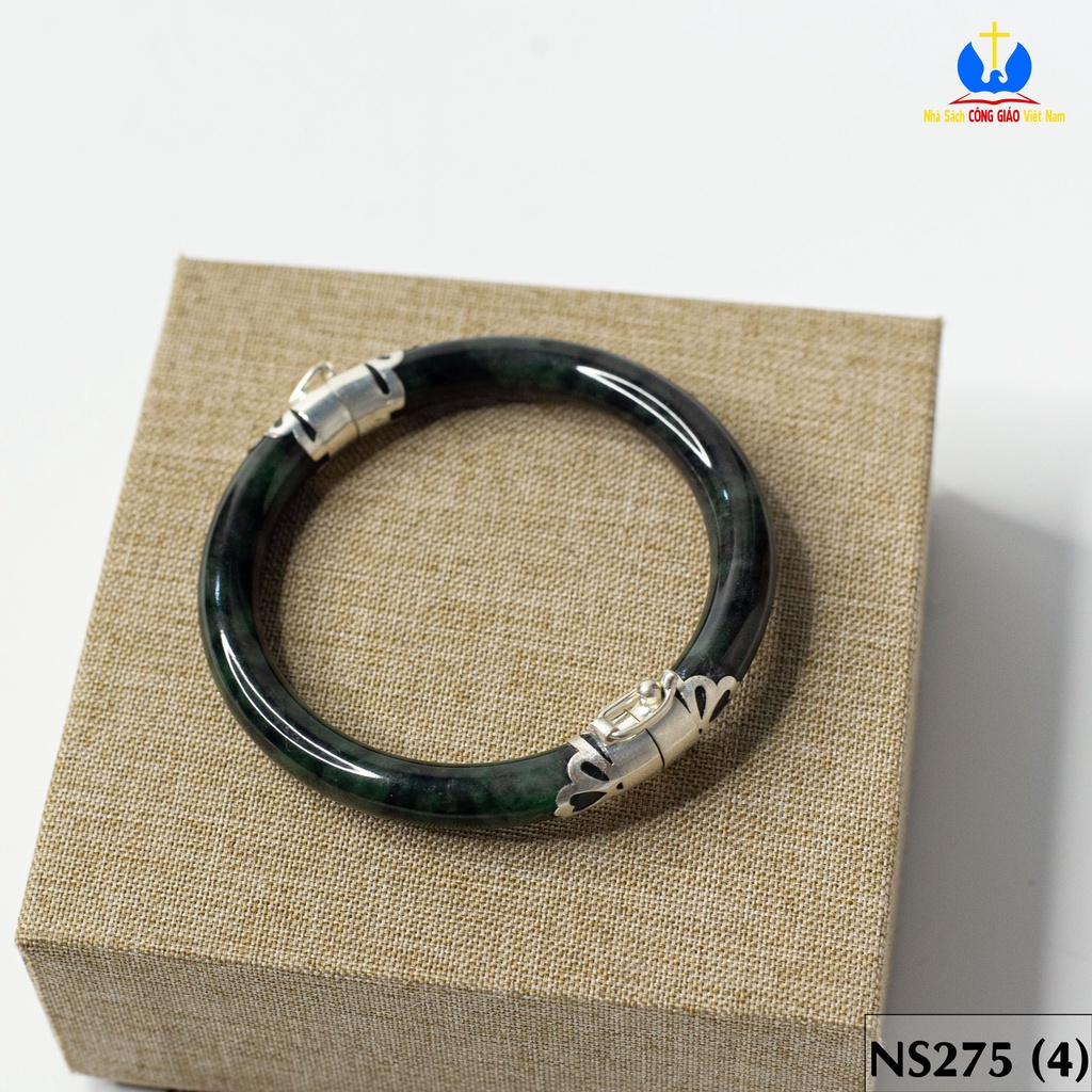 Vòng tay đá Ngọc Bích bọc bạc ta TS0274 - Món quà ý nghĩa cho mẹ và bà_thumbnail_1
