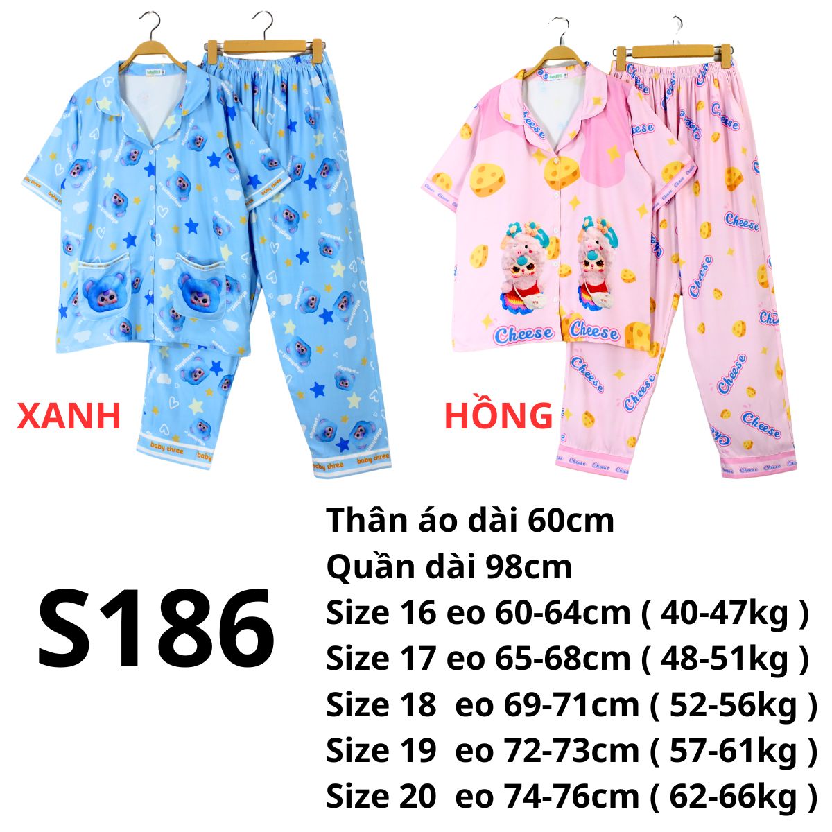 S186 Bộ pizama lụa người lớn(tay ngắn)
