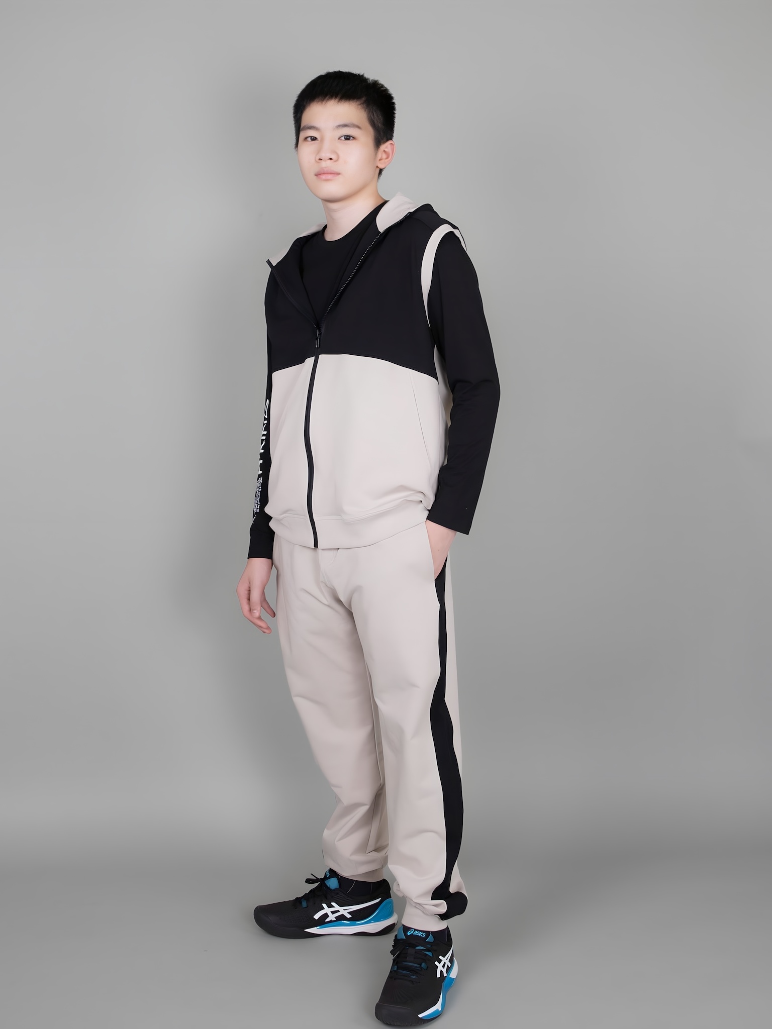 Quần nỉ da cá be phối dọc đen_thumbnail_2