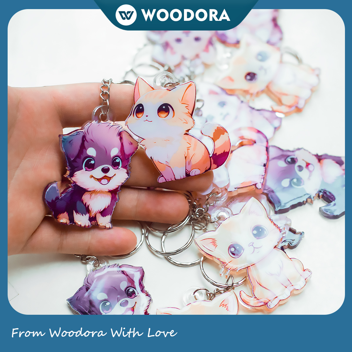 Móc Khóa Mica Hình Thú Cưng Cute