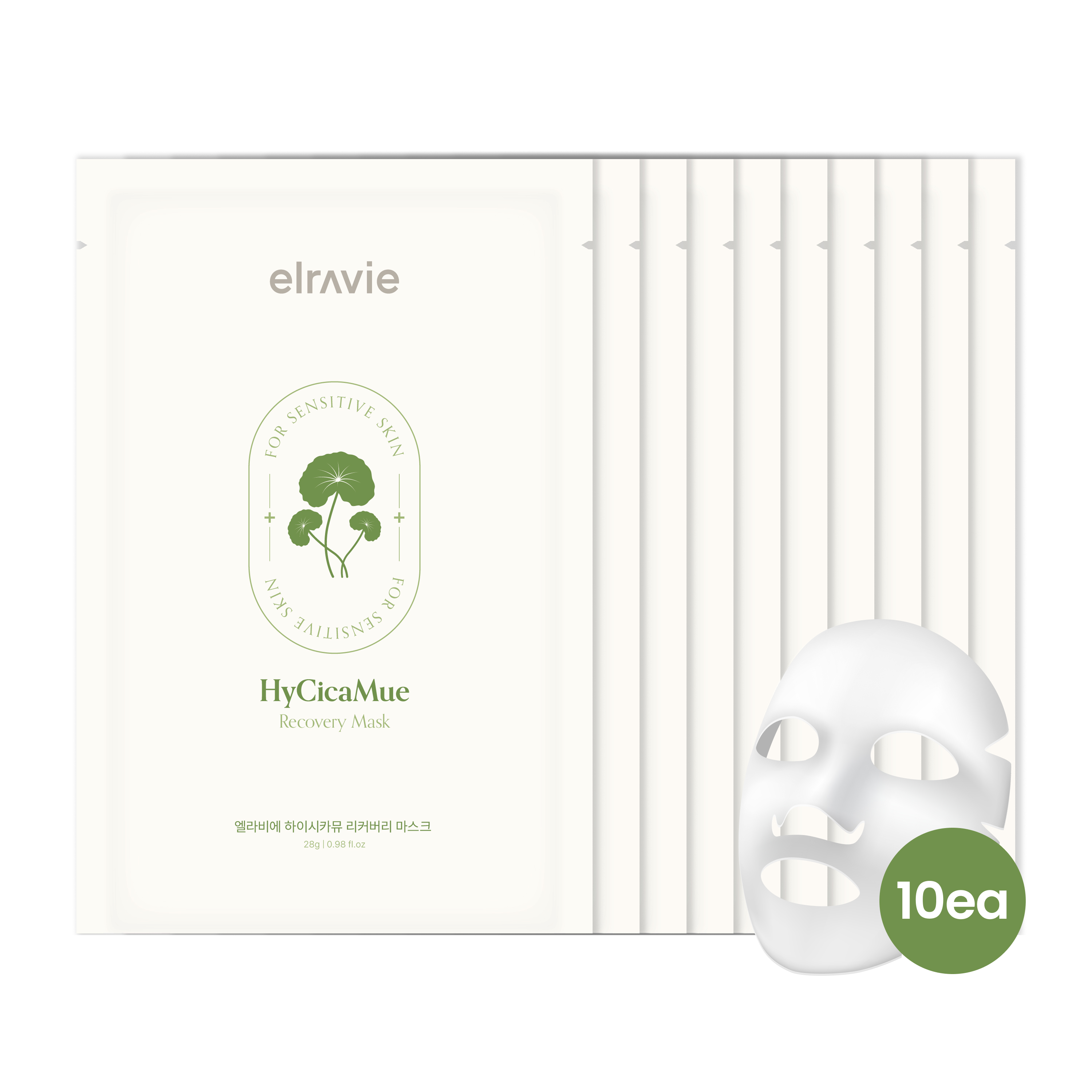 Mặt nạ phục hồi, giảm kích ứng, làm sáng elravie HyCicaMue Recovery Mask 25ml/miếng