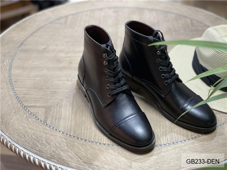 GB233 - Giày Boots Martin Nam Da Bò Phong Cách Anh, Đế Cao Su Chống Trượt, Màu Đen Kaki_thumbnail_6
