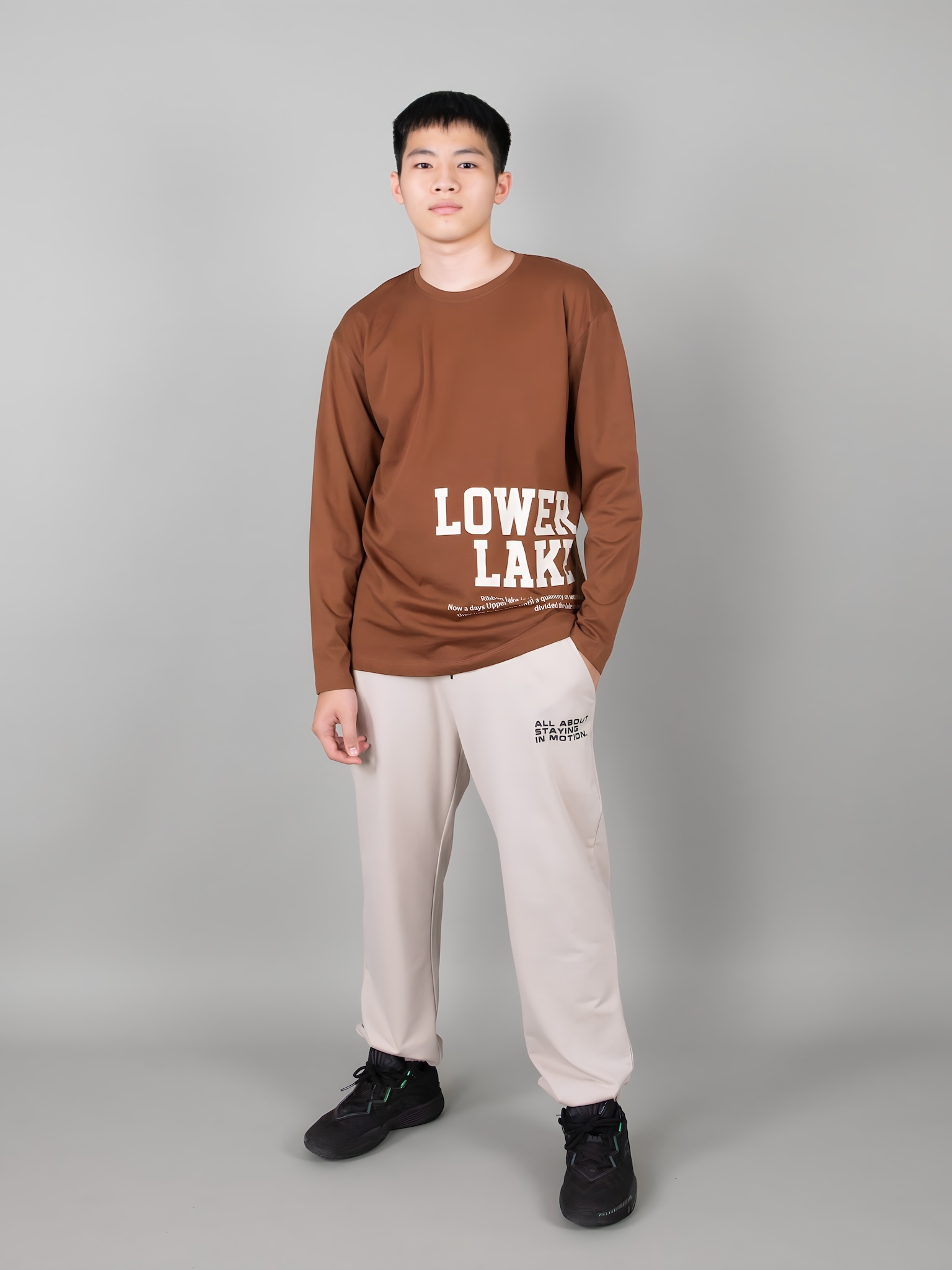 Áo phông dài tay màu socola in chữ - Blue Seven_thumbnail_1