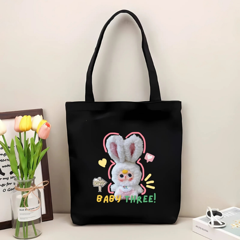 Túi tote vải canvas Loopy, Baby Three có khoá kéo và ngăn phụ, đi học, đi chơi - 𝐖𝐞 𝐓𝐞𝐞 TOTE12_thumbnail_17