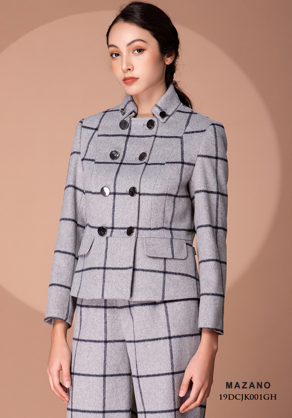 Áo khoác ngắn vải lông cừu (mặc cùng quần suông thành một bộ)_thumbnail_3